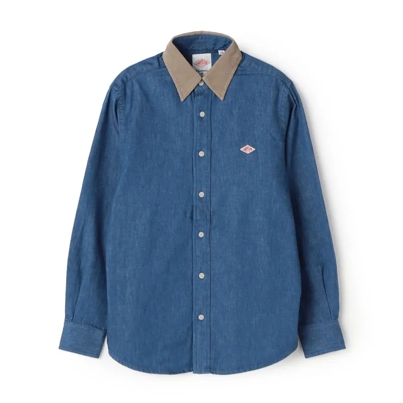 Women's Denim Corduroy Collar Shirt made by Danton
