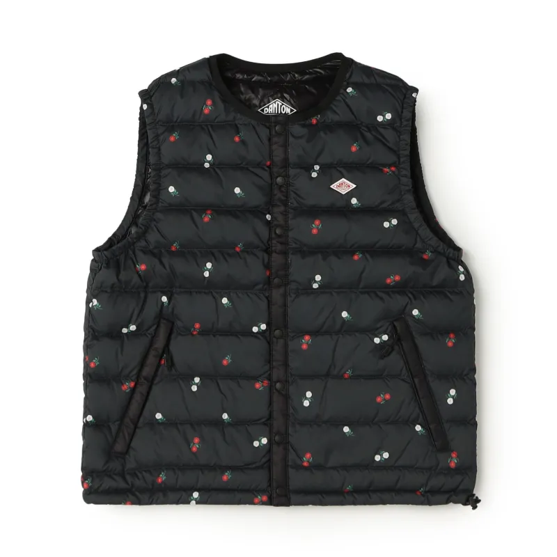Women's Crewneck Inner Down Vest - Flower Print made by Danton