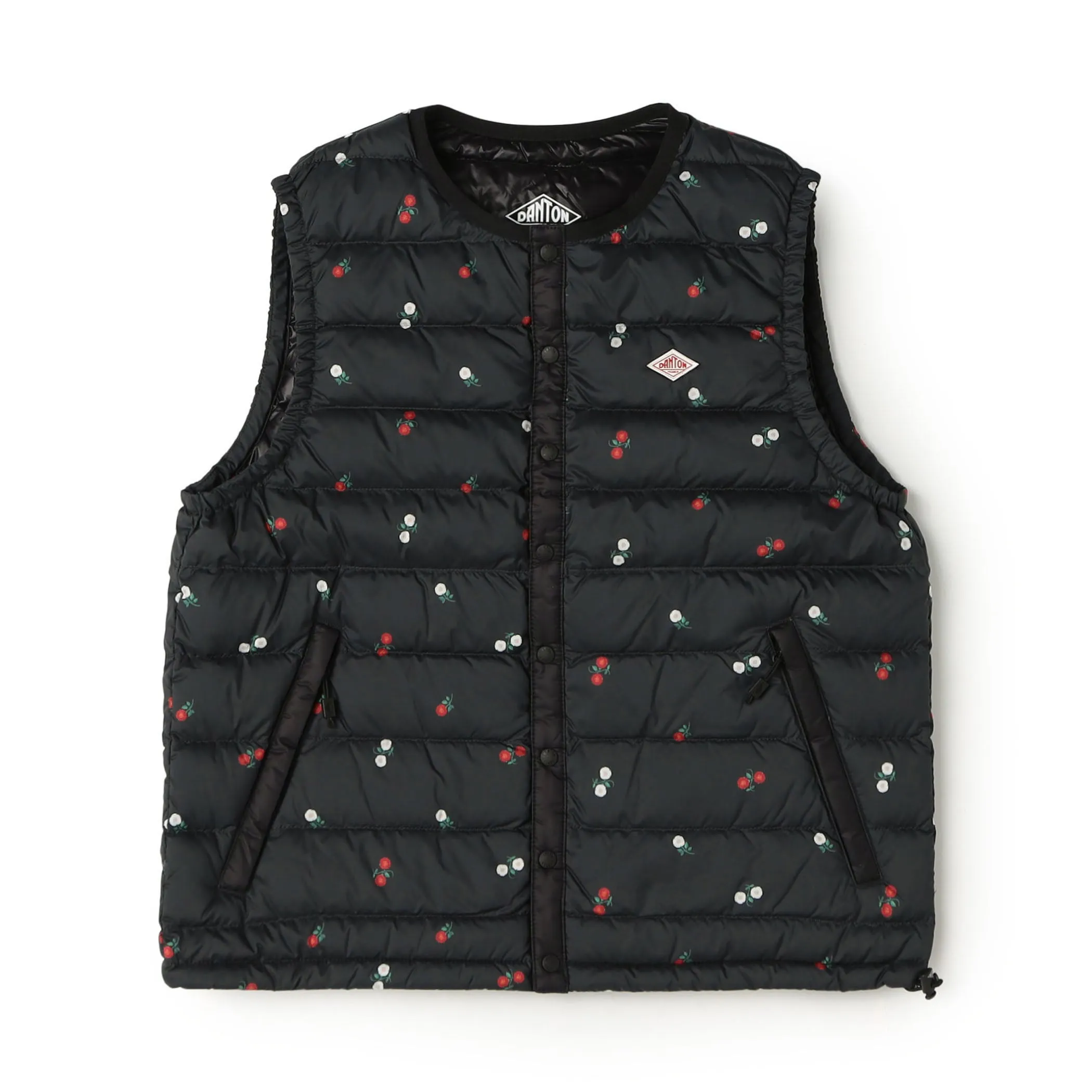 Women's Crewneck Inner Down Vest - Flower Print sold by Danton