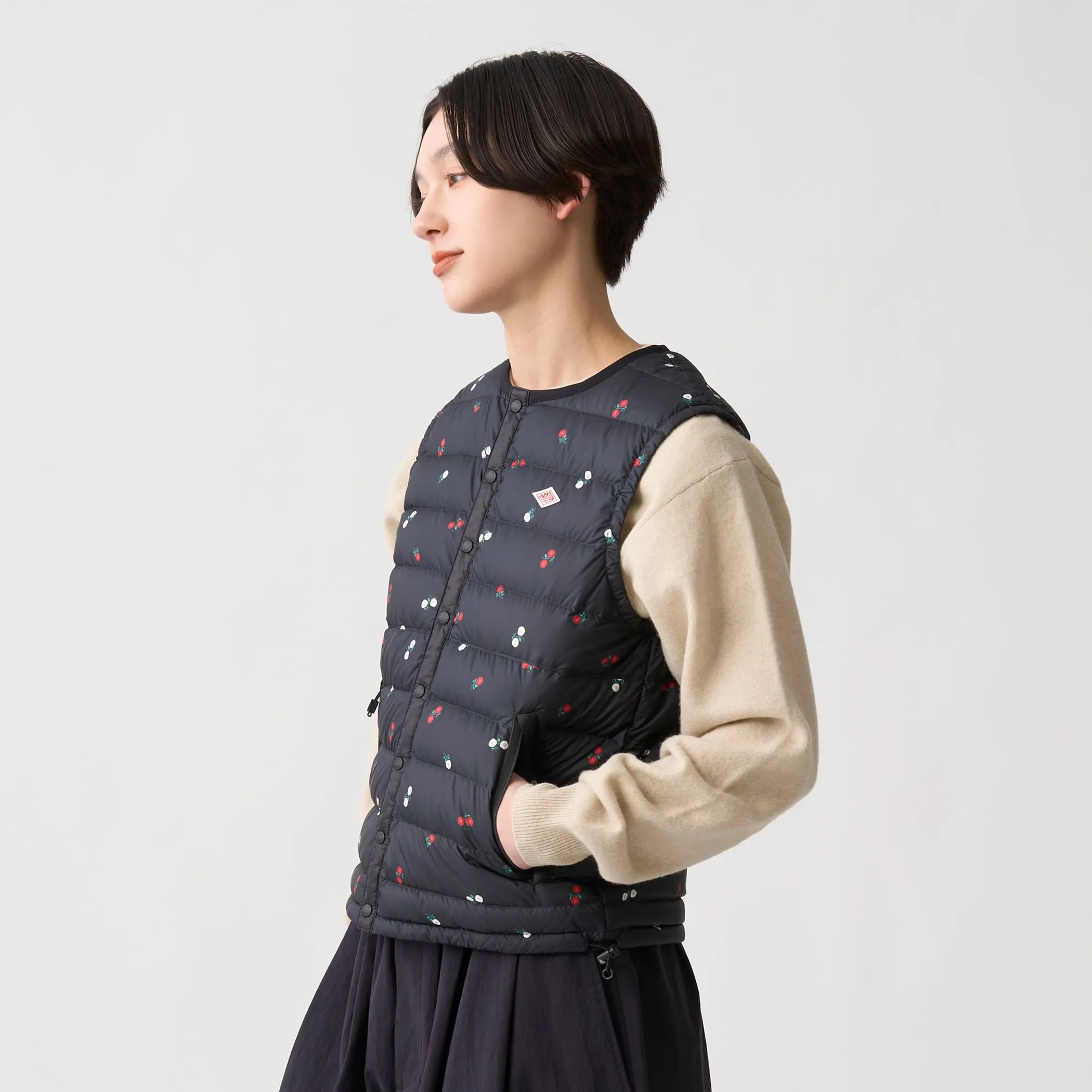 Women's Crewneck Inner Down Vest - Flower Print sold by Danton product image thumbnail 3
