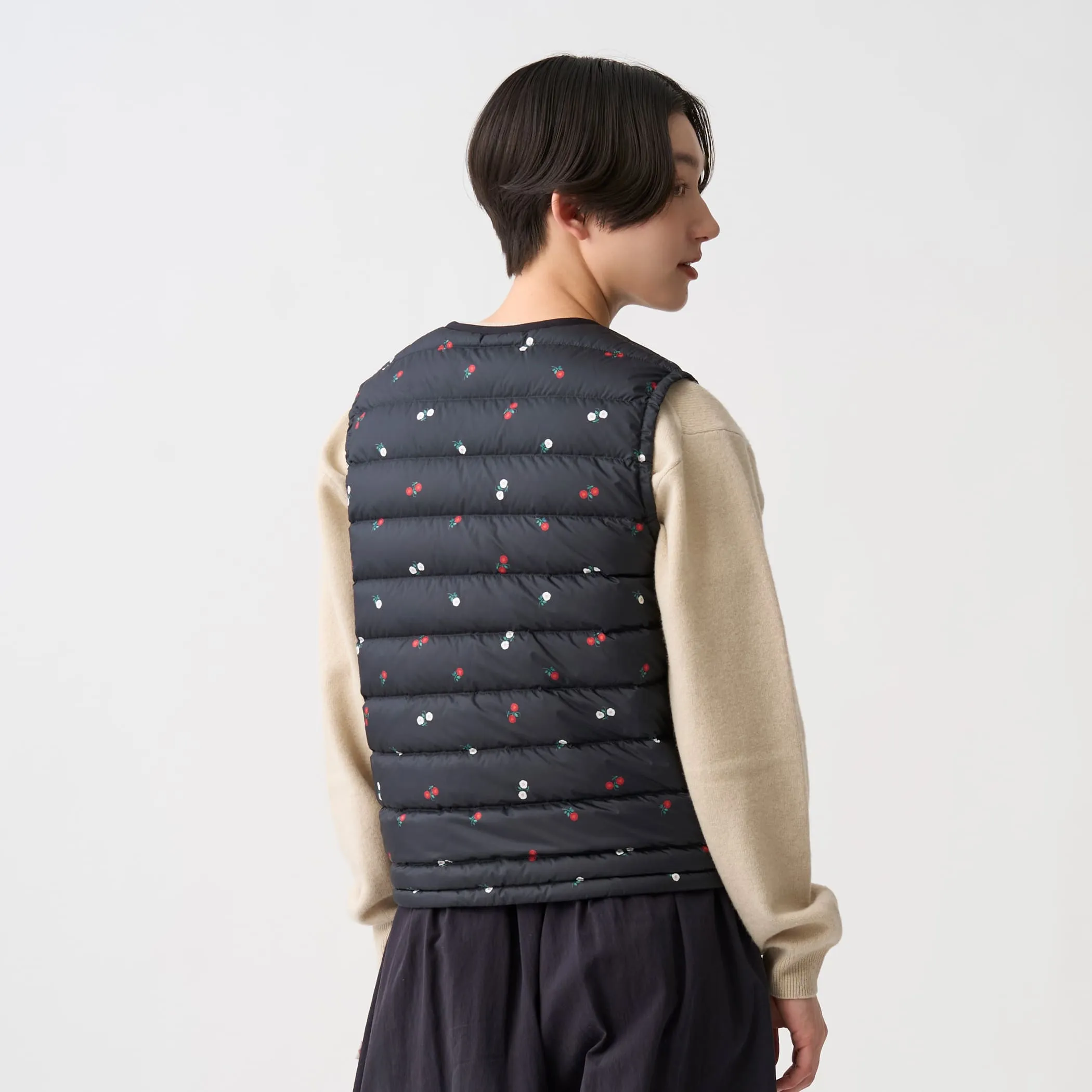 Women's Crewneck Inner Down Vest - Flower Print sold by Danton product image thumbnail 4