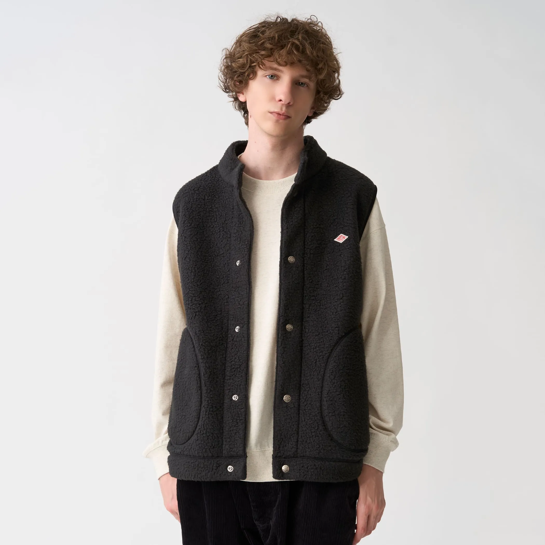 Men's Double Face Boa Stand Collar Vest sold by Danton product image thumbnail 2