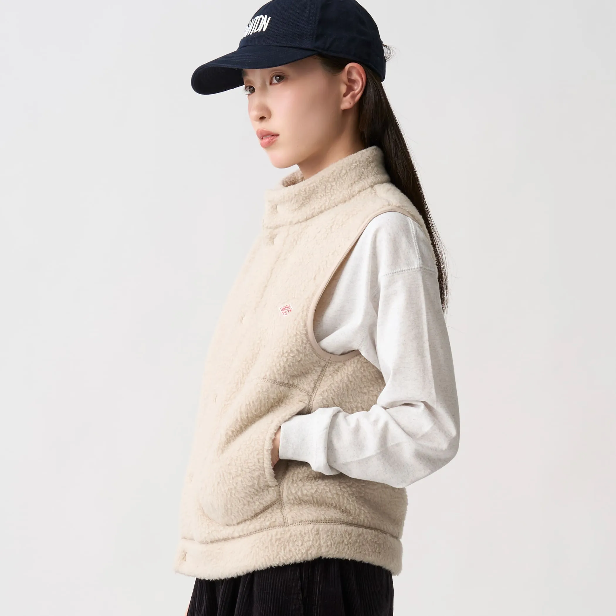 Women's Double Face Boa Stand Collar Vest sold by Danton product image thumbnail 5