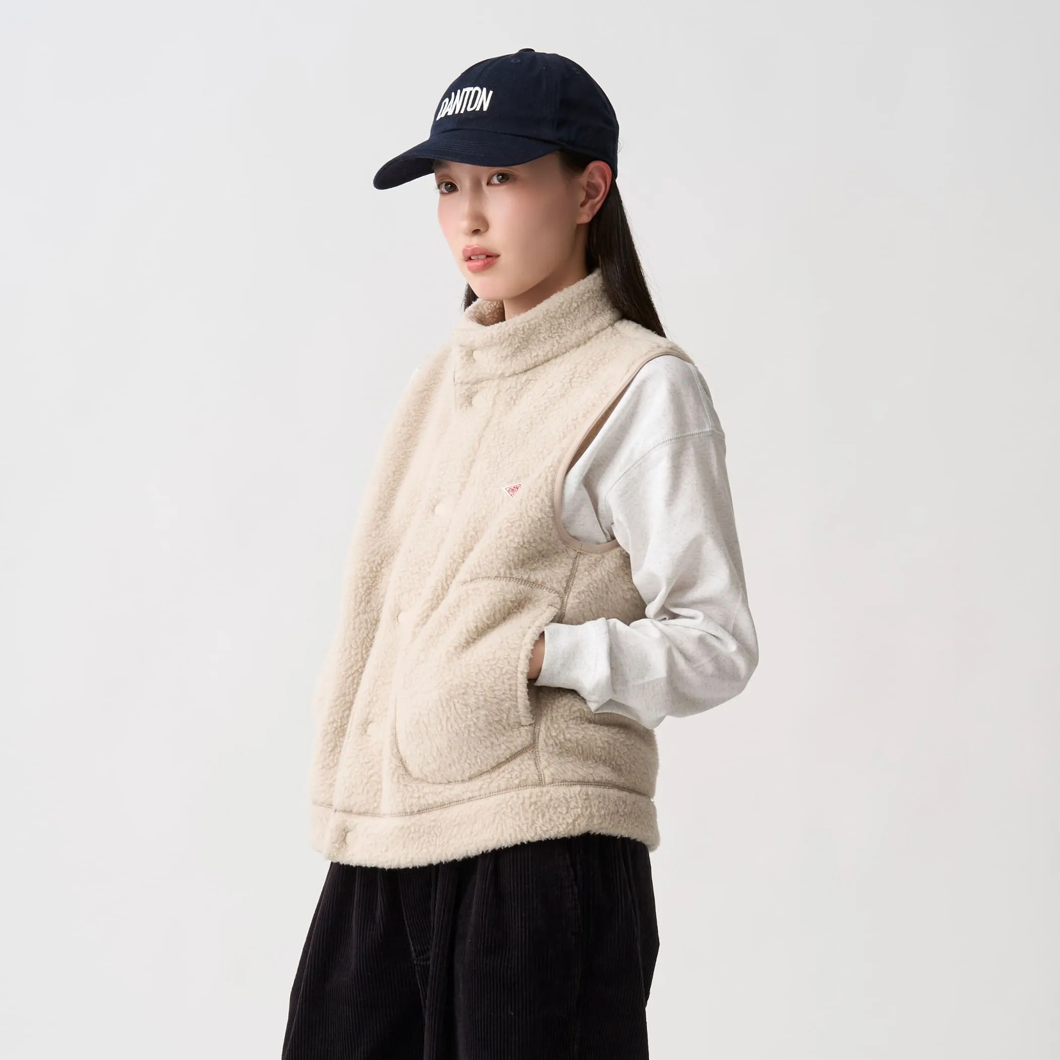 Women's Double Face Boa Stand Collar Vest sold by Danton product image thumbnail 3