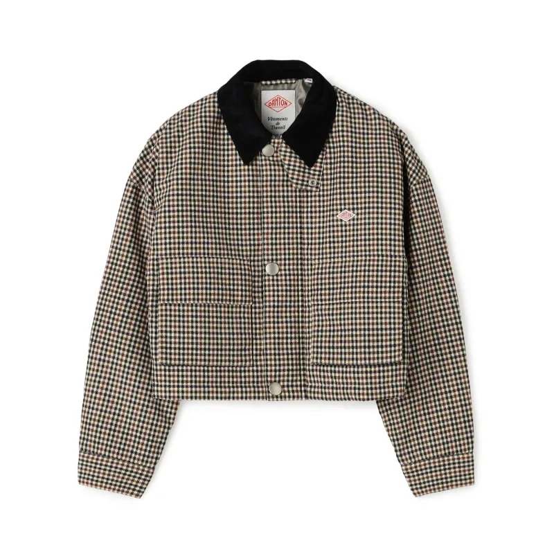 Women's Nylon Tussah Short Jacket Plaid made by Danton