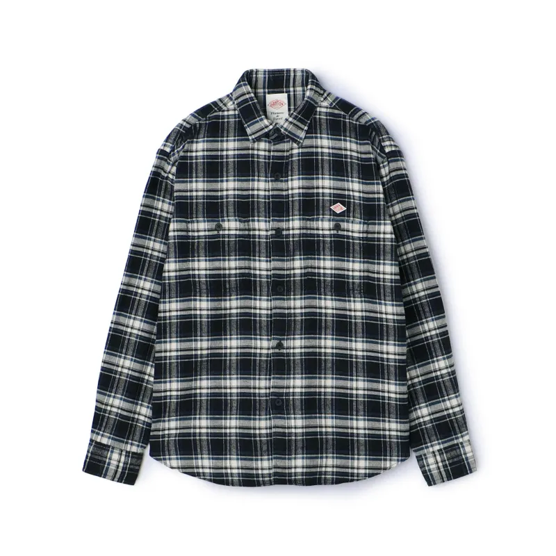 Men's Flannel Check Regular Collar Shirt made by Danton
