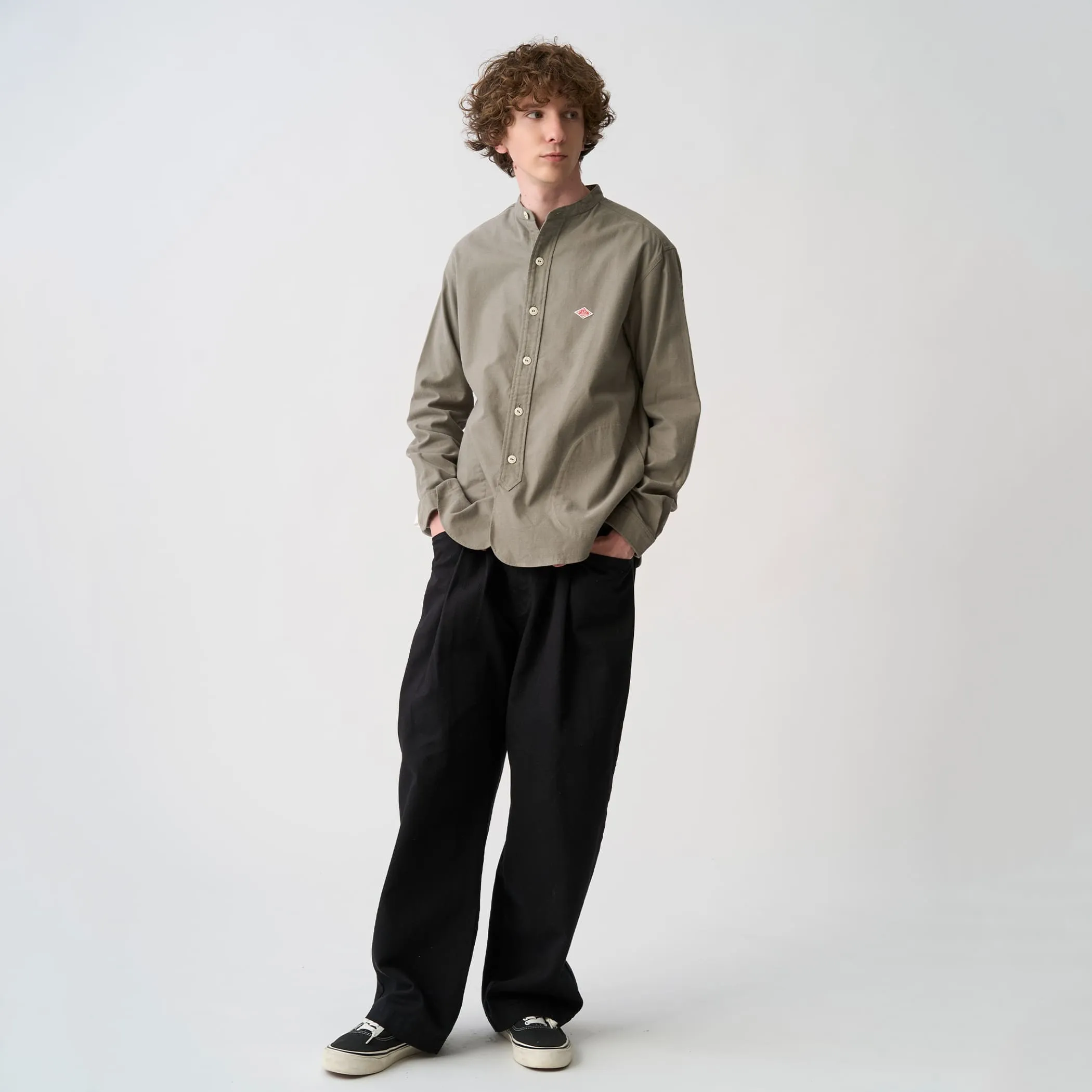 Men's Cotton Flannel Band Collar Shirt sold by Danton product image thumbnail 5