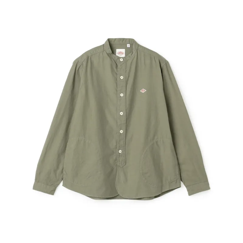Men's Cotton Flannel Band Collar Shirt made by Danton