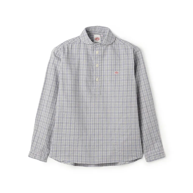 Men's Brushed Twill Round Collar Pullover Shirt - Check made by Danton
