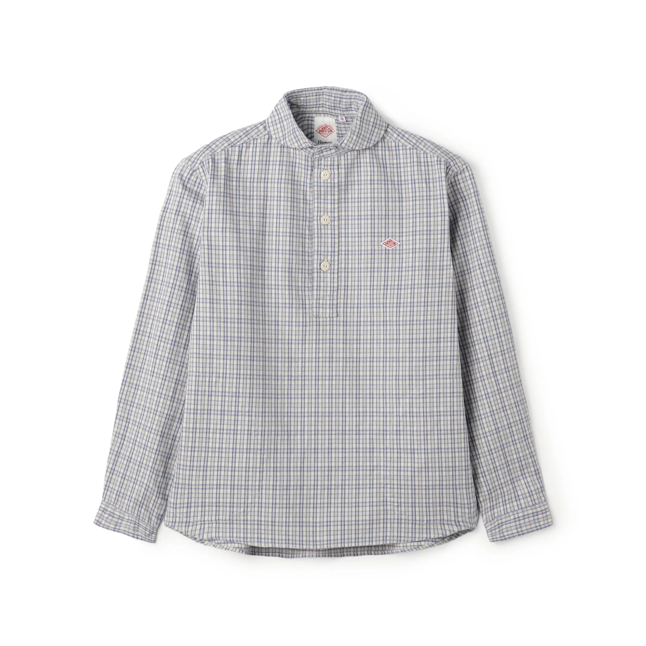 Men's Brushed Twill Round Collar Pullover Shirt - Check sold by Danton