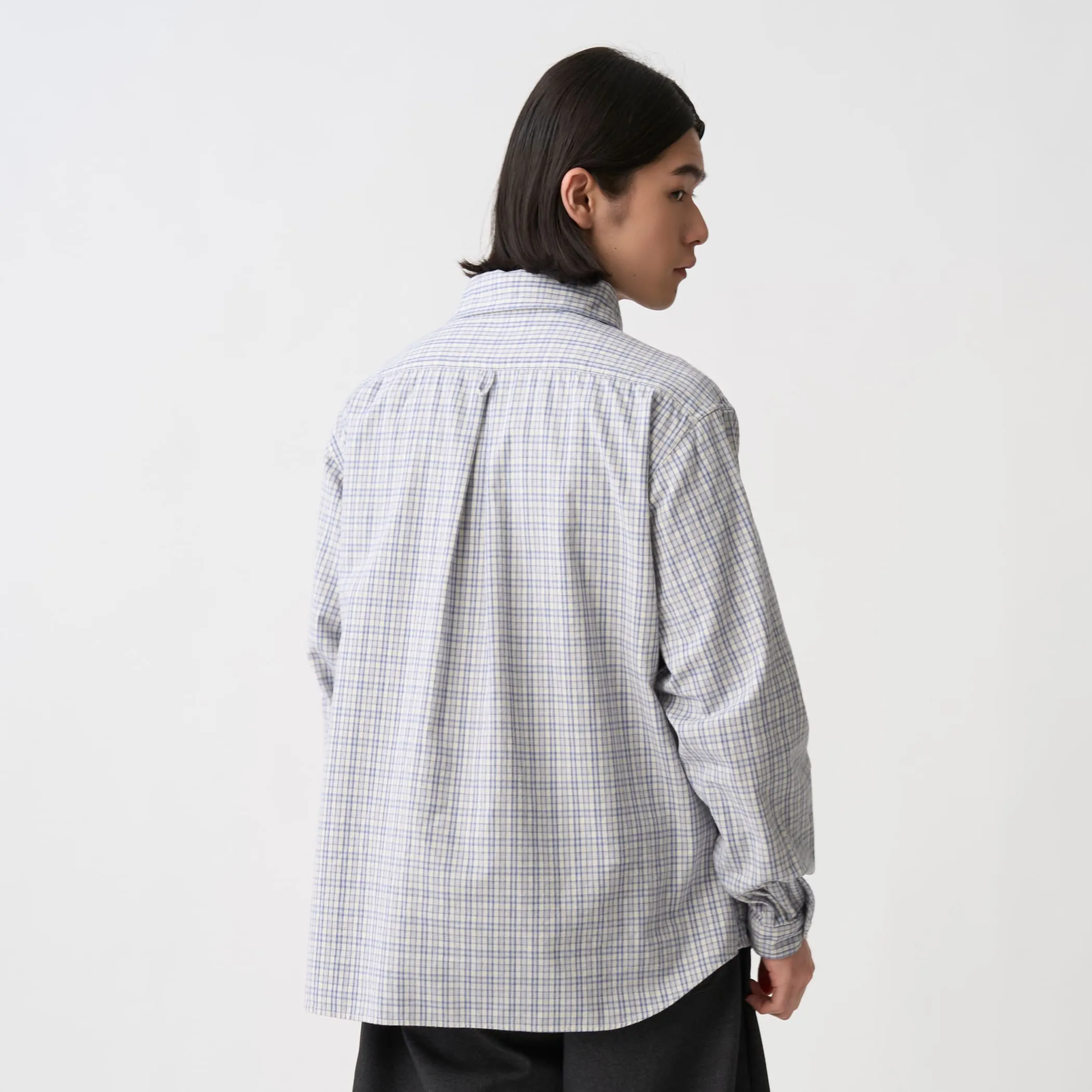 Men's Brushed Twill Round Collar Pullover Shirt - Check sold by Danton product image thumbnail 5