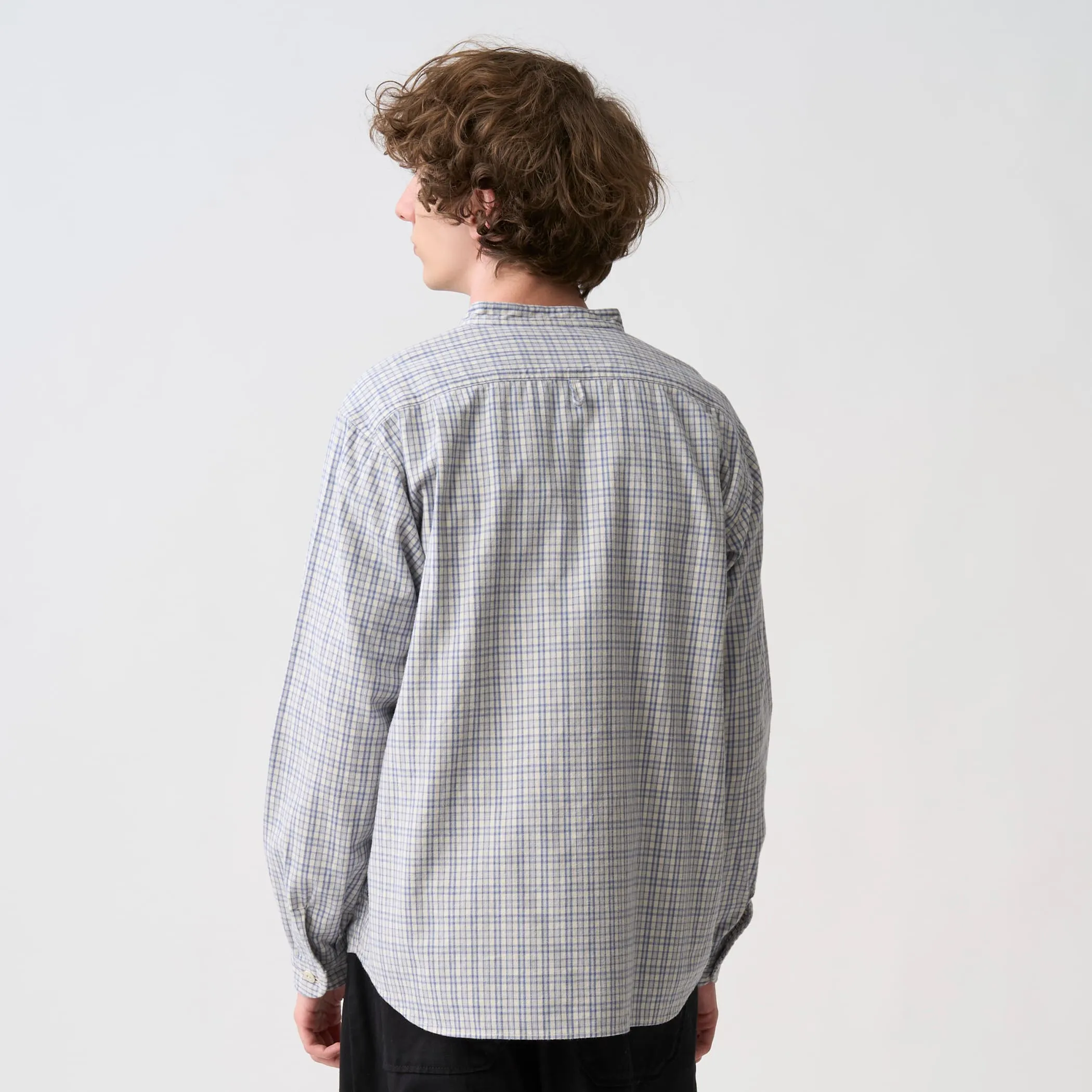 Men's Brushed Twill Band Collar Shirt - Check sold by Danton product image thumbnail 4
