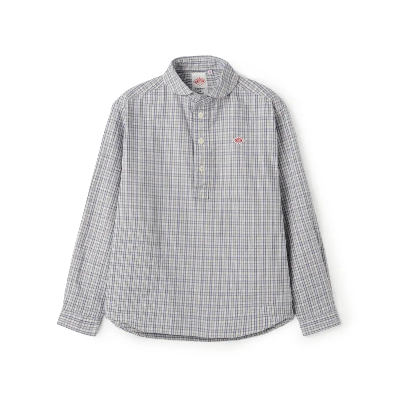 Women's Brushed Twill Round Collar Pullover Shirt - Check made by Danton