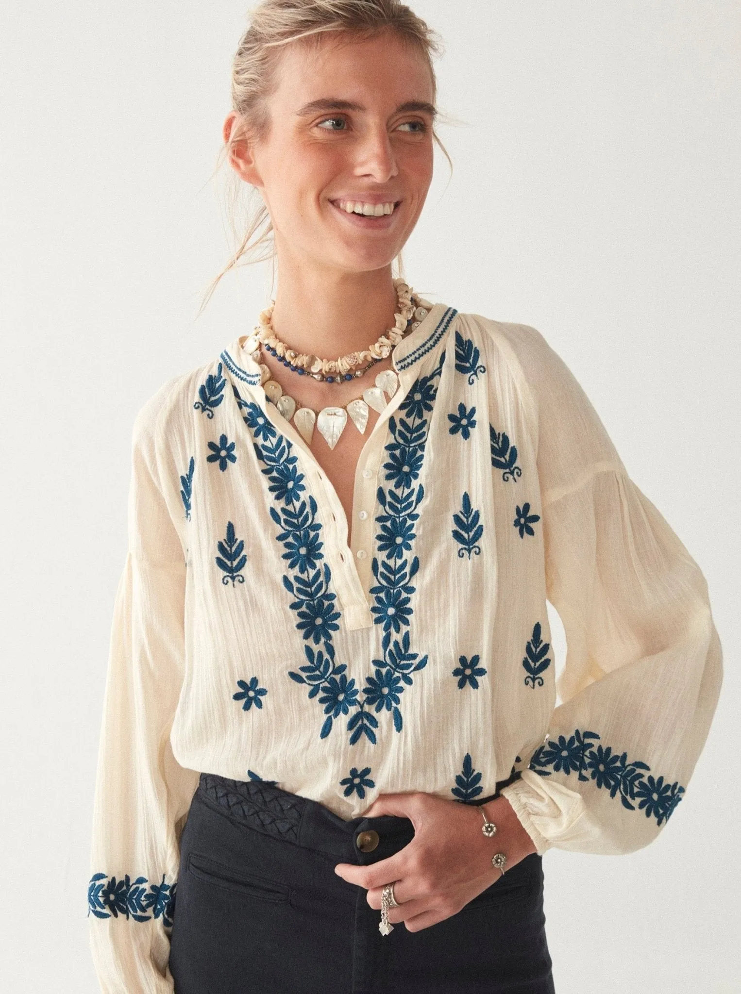 Lina Blouse - Holbox Blue sold by Maison Hotel product image thumbnail 2