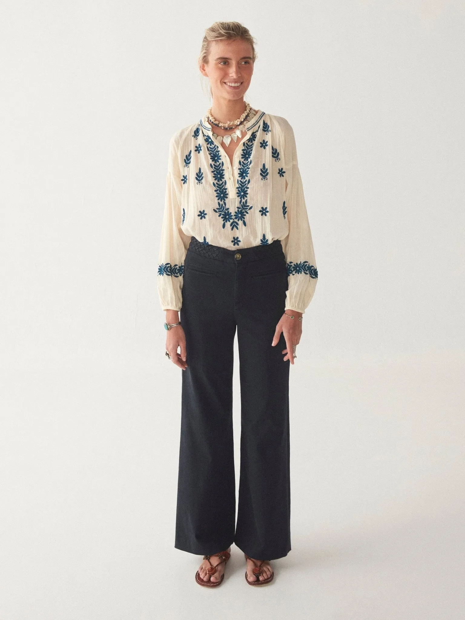 Lina Blouse - Holbox Blue sold by Maison Hotel product image thumbnail 4