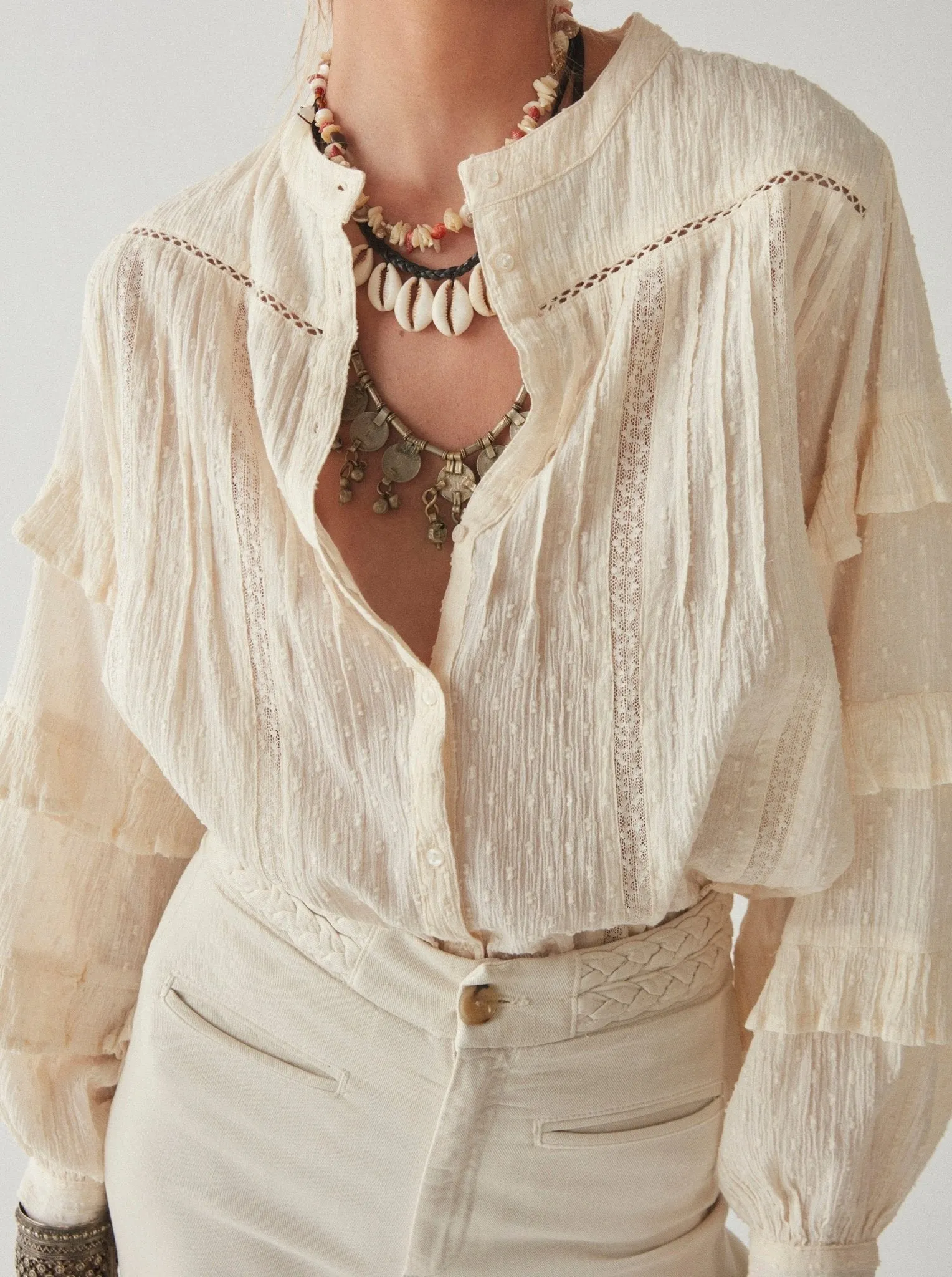 Alberta Blouse - Athenea Bone sold by Maison Hotel