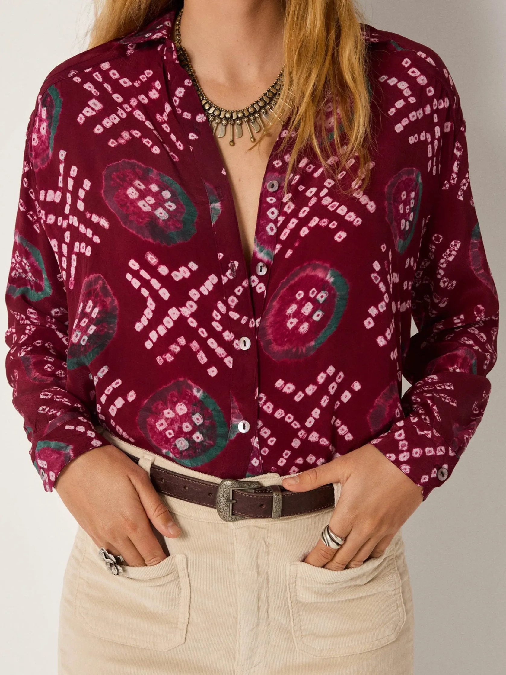 Ana Blouse - Wine Amethyst sold by Maison Hotel