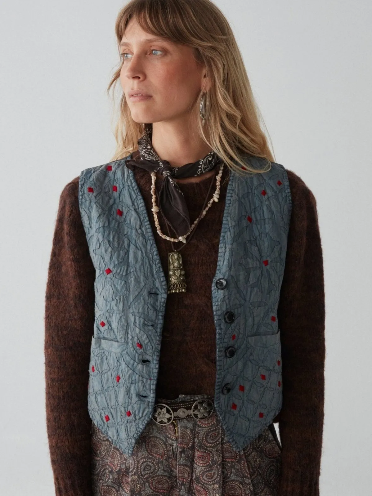 Freddie Vest - Misty Blue sold by Maison Hotel product image thumbnail 2