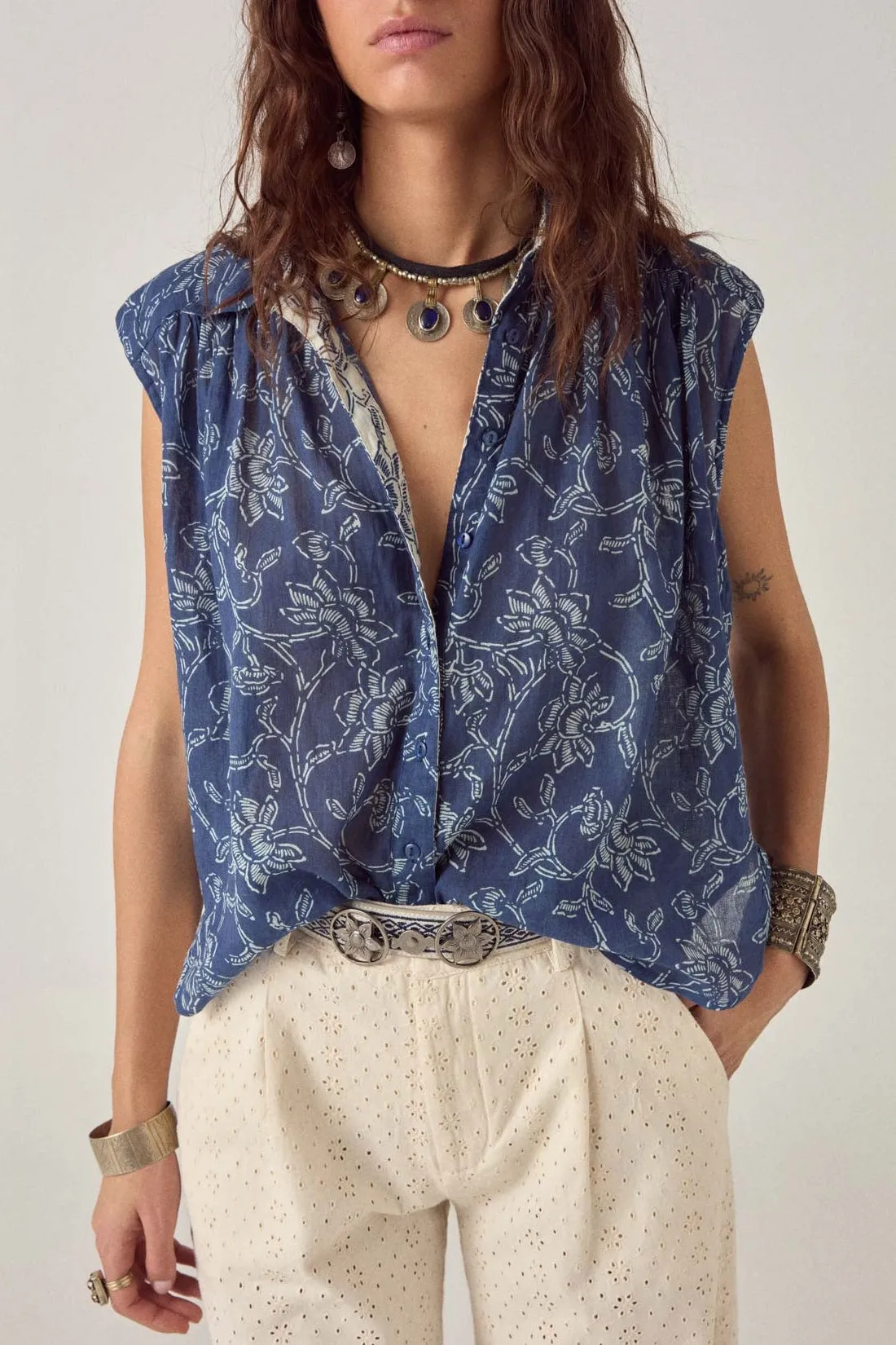 Mina Sleeveless Shirt sold by Maison Hotel