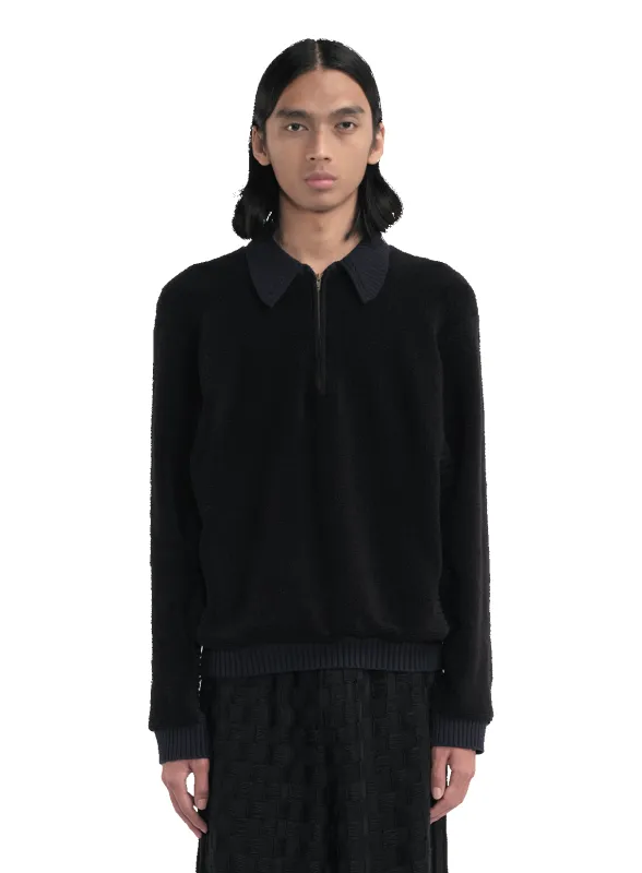 Relaxed Zip-Up Polo Sweater made by Isa Boulder