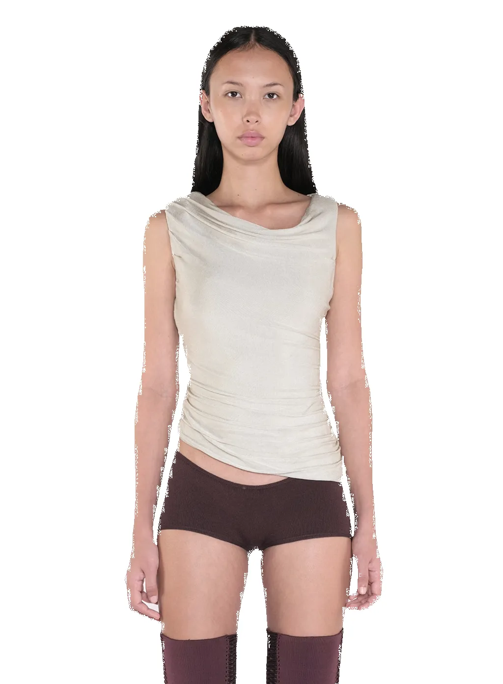 Asymmetrical Drape Top sold by Isa Boulder