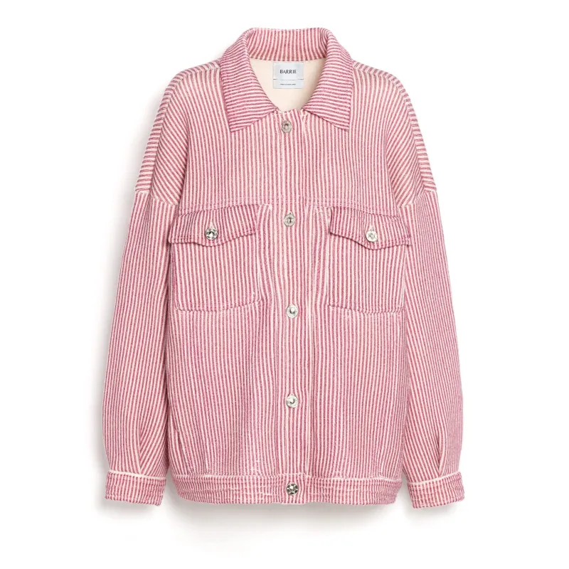 Veste Denim oversize à fines rayures en cachemire et coton made by Barrie