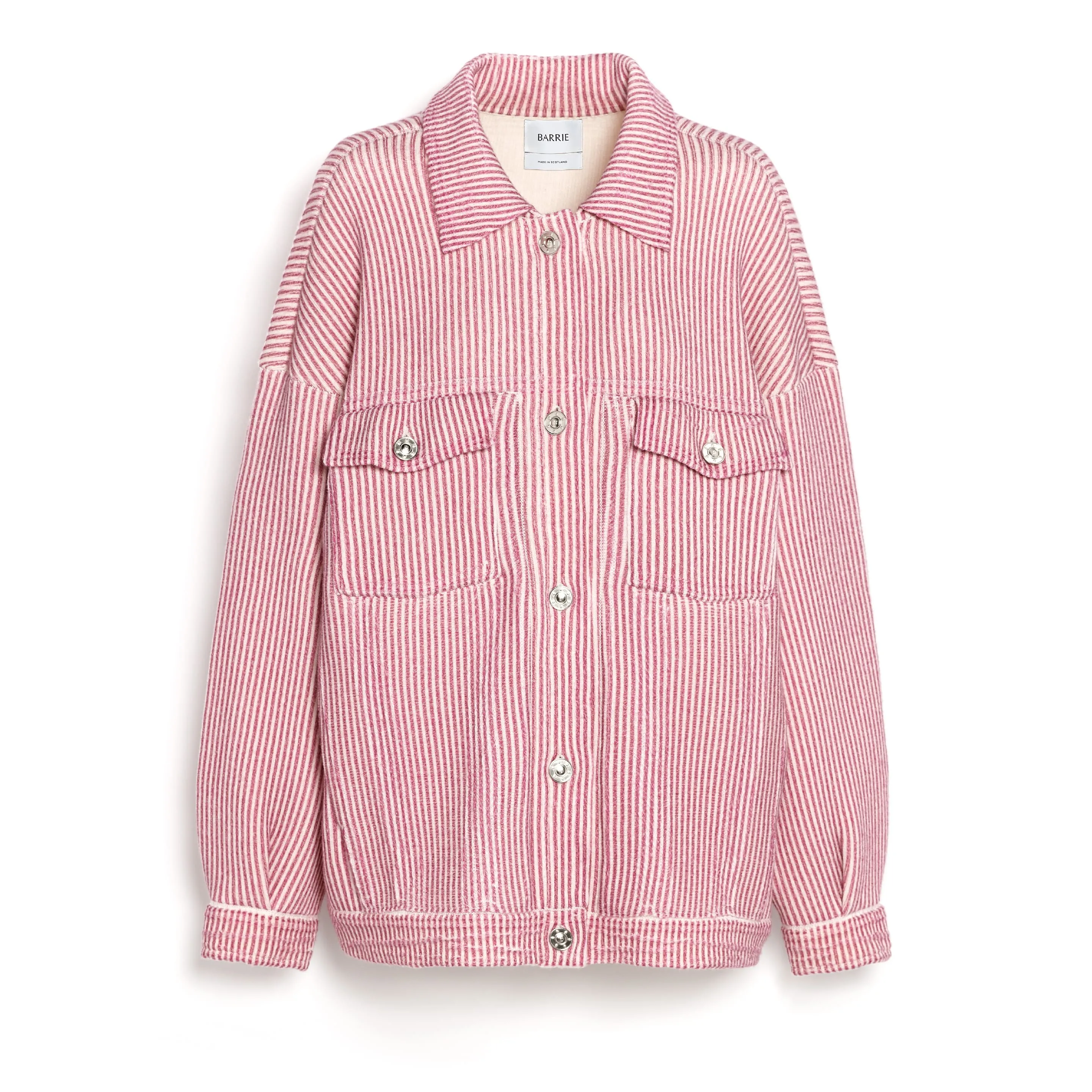 Veste Denim oversize à fines rayures en cachemire et coton sold by Barrie