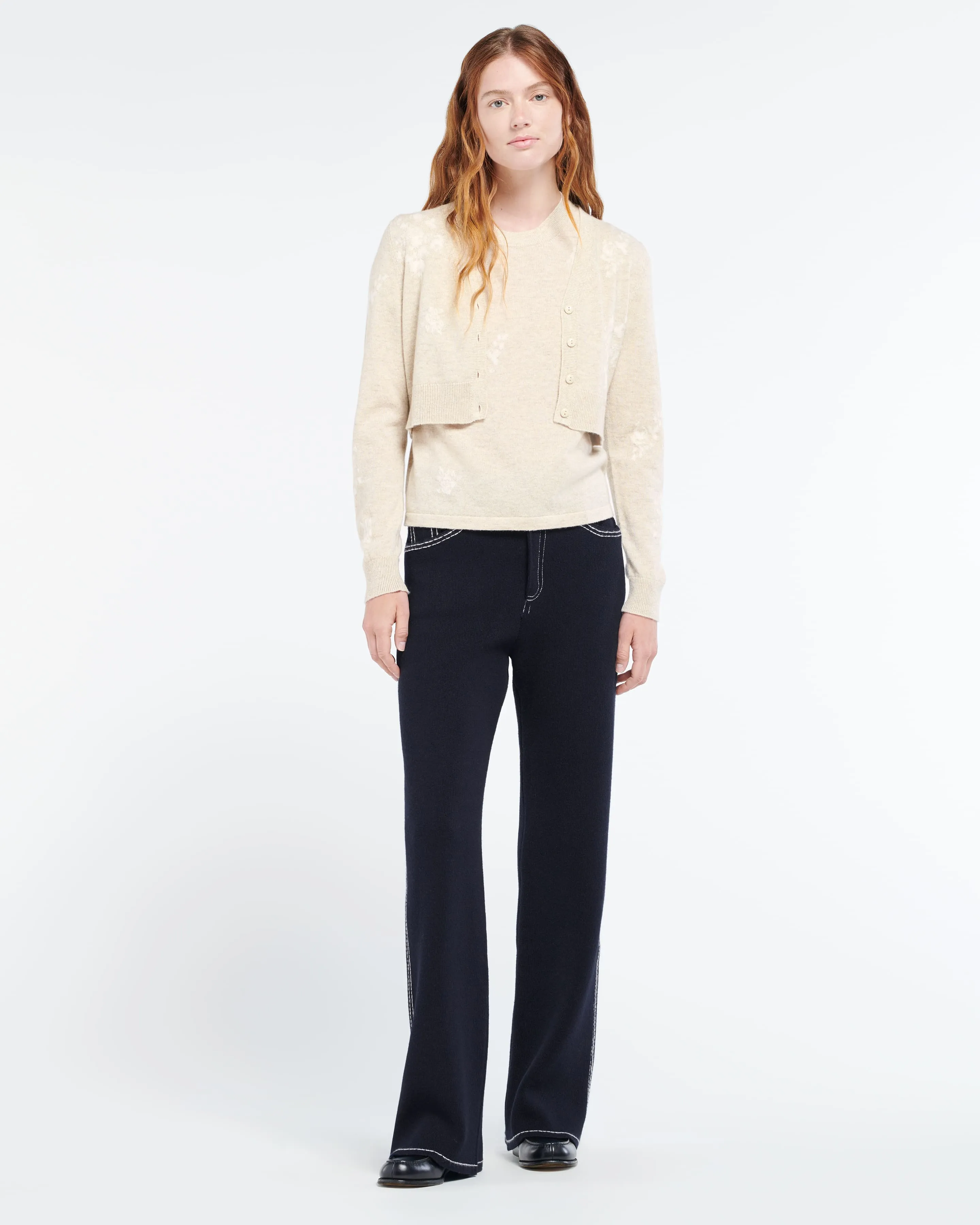 Cardigan en cachemire à motif fleuri sold by Barrie product image thumbnail 5