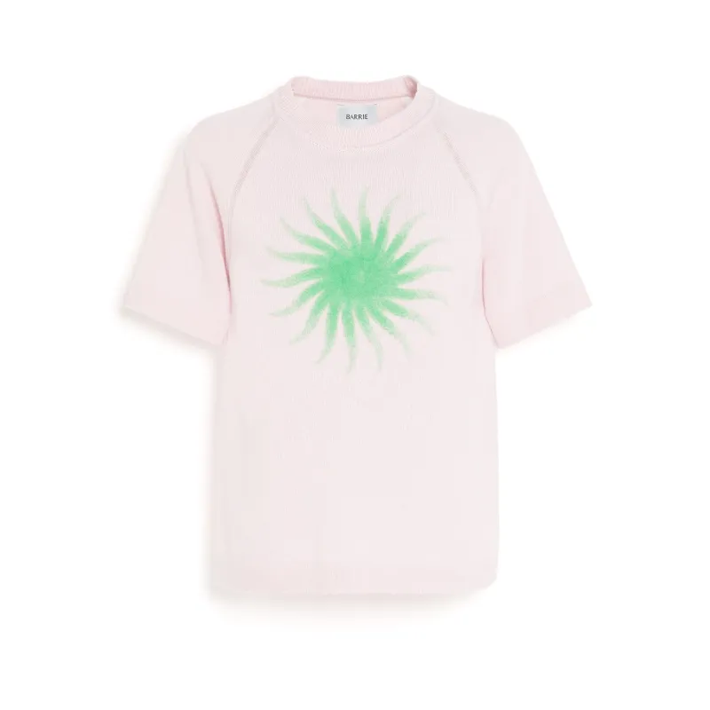 Haut à manches courtes en cachemire à motif soleil sold by Barrie