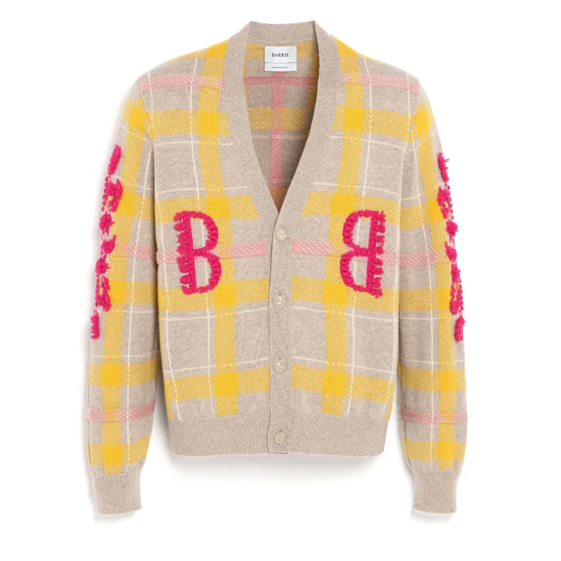 Cardigan en cachemire à motif tartan et logo B made by Barrie