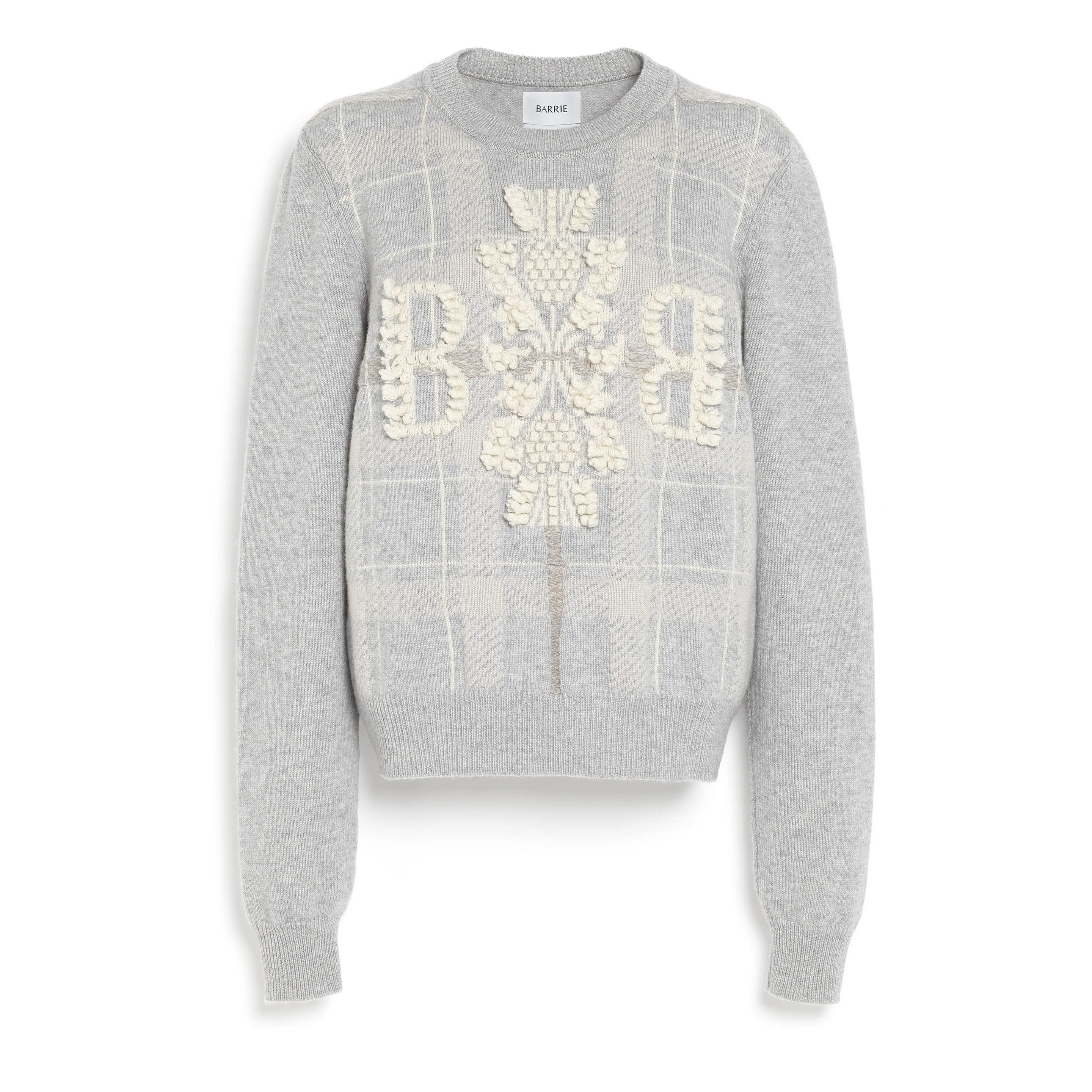 Pull en cachemire à motif tartan et logo 3D sold by Barrie