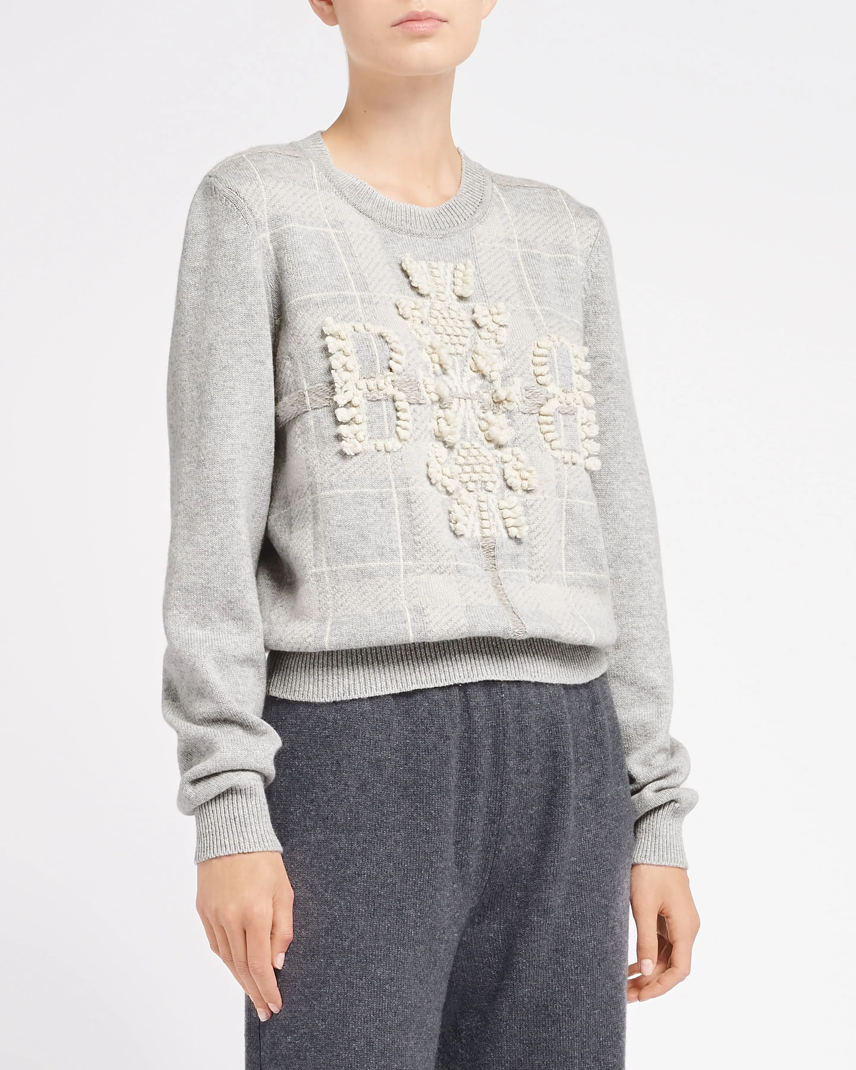 Pull en cachemire à motif tartan et logo 3D sold by Barrie product image thumbnail 3