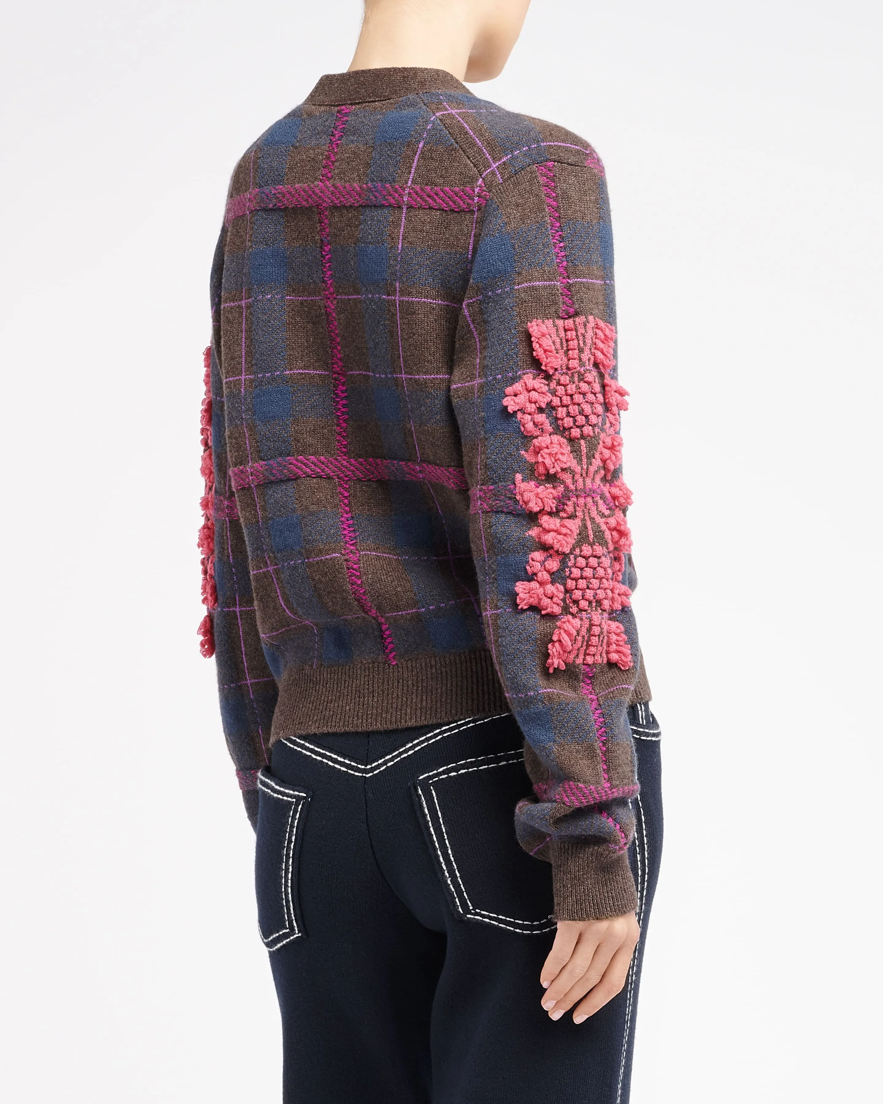 Cardigan en cachemire à motif tartan et logo B sold by Barrie product image thumbnail 4