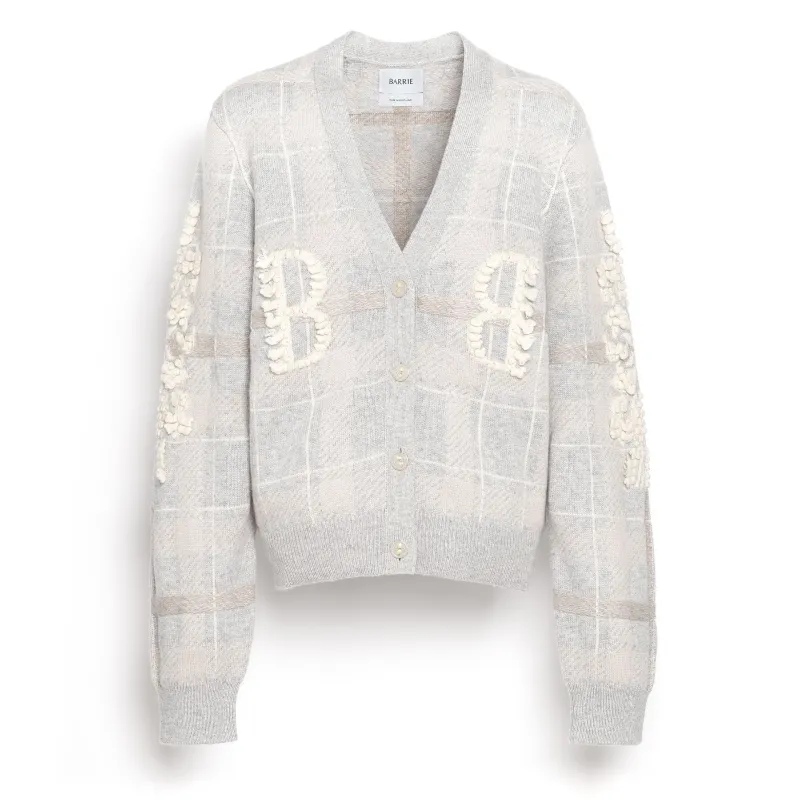 Cardigan en cachemire à motif tartan et logo B made by Barrie