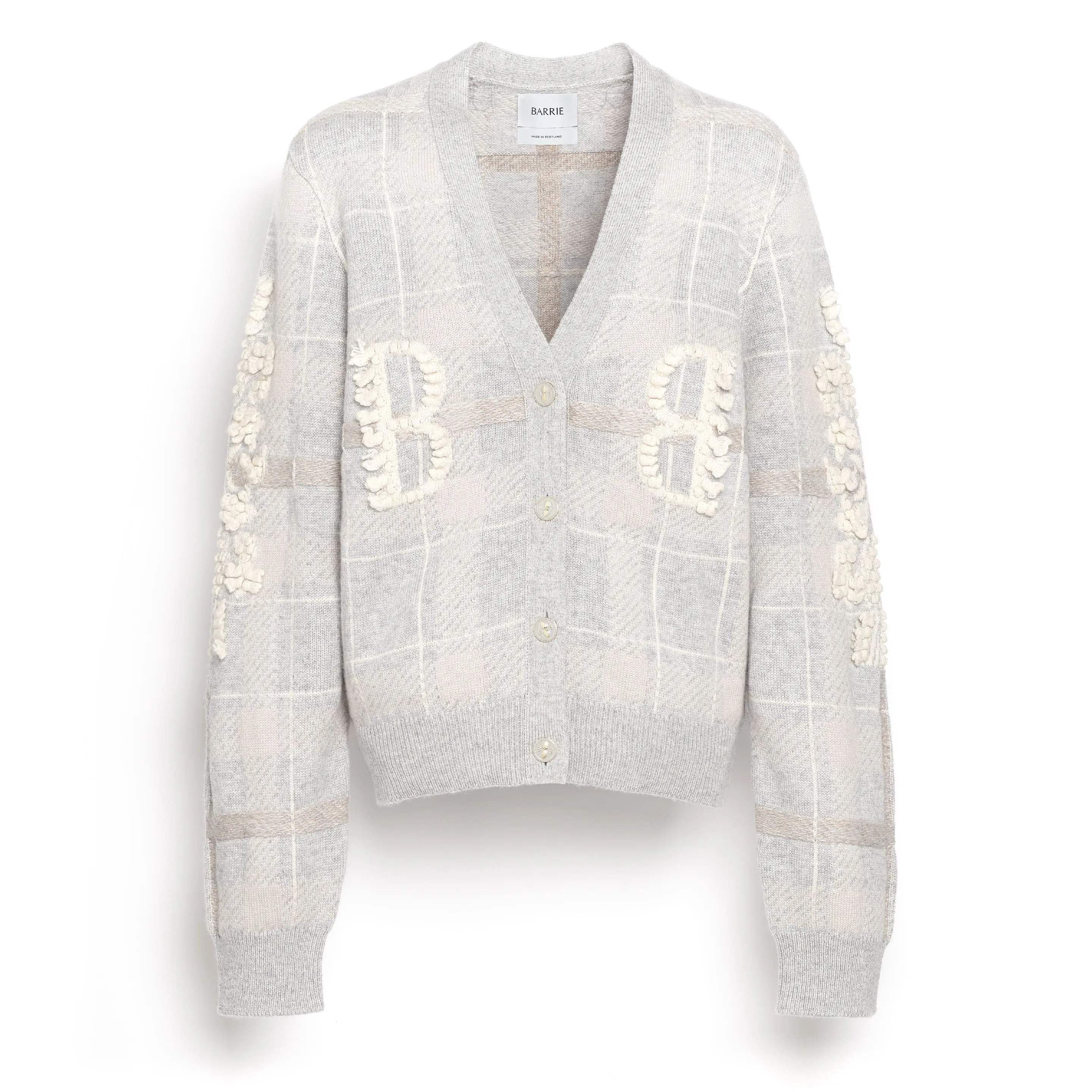 Cardigan en cachemire à motif tartan et logo B sold by Barrie