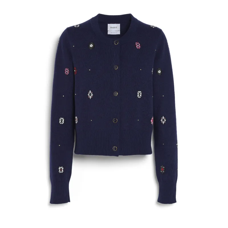 Cardigan en cachemire et coton à motif fleuri made by Barrie
