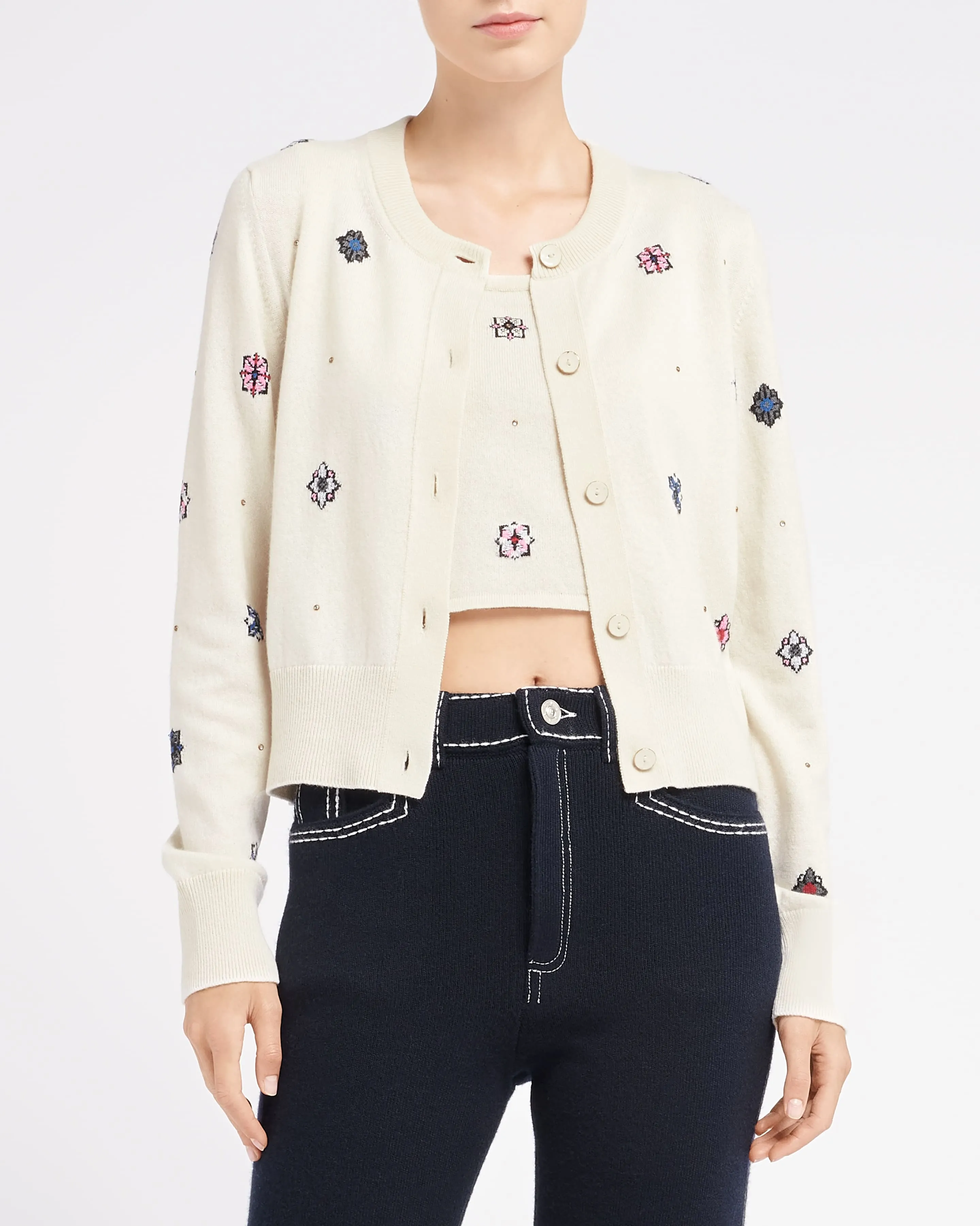Cardigan en cachemire et coton à motif fleuri sold by Barrie product image thumbnail 3