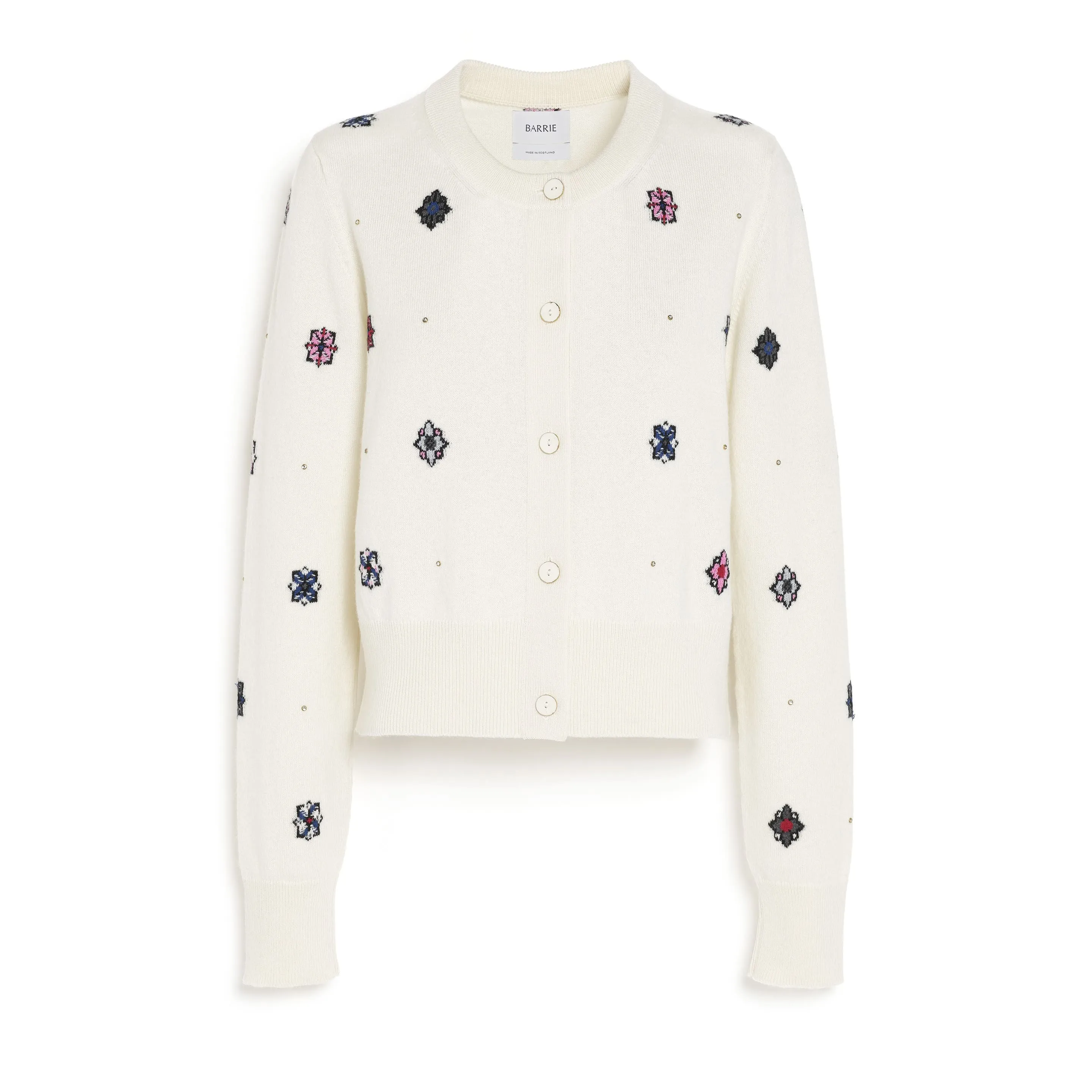 Cardigan en cachemire et coton à motif fleuri sold by Barrie