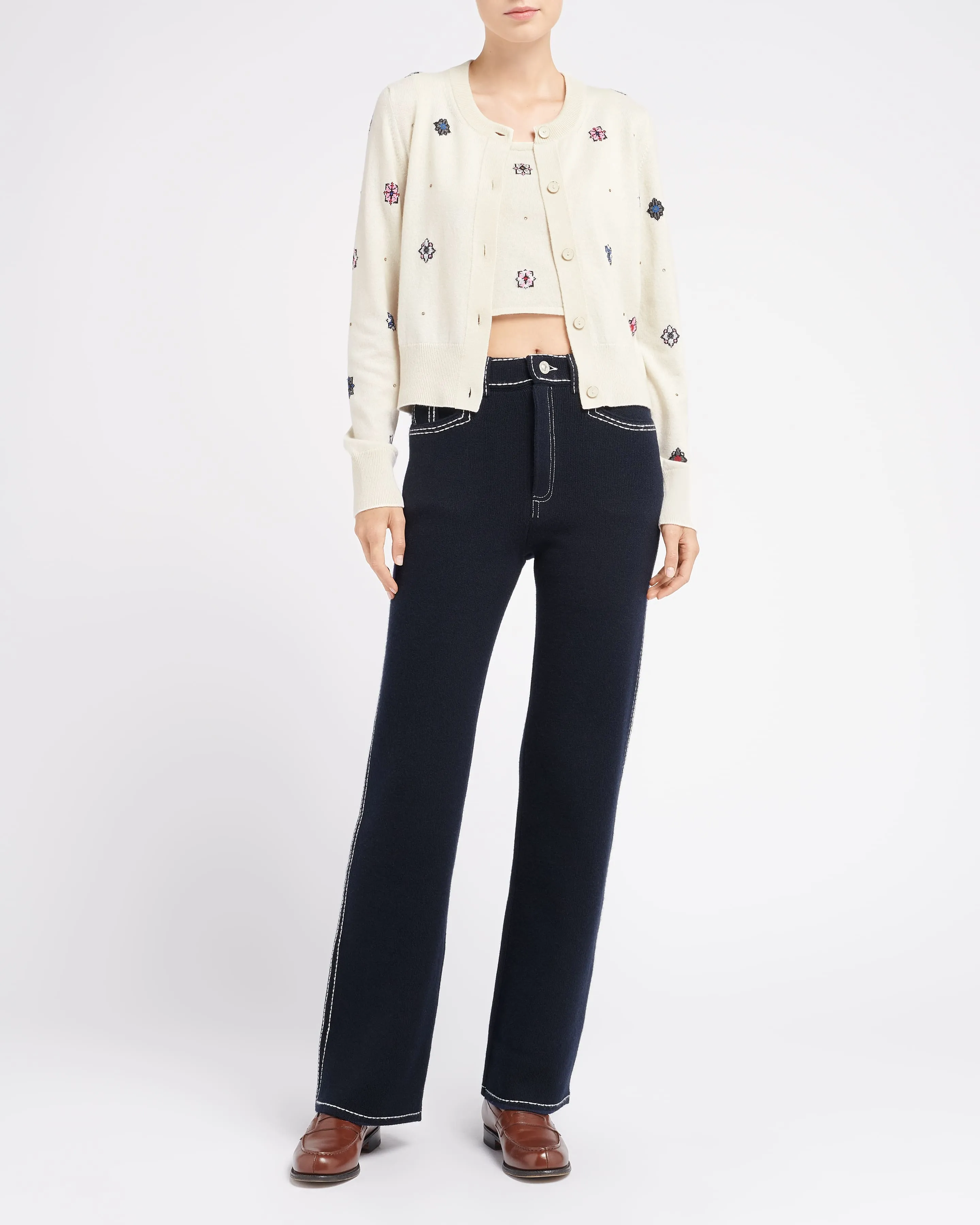 Cardigan en cachemire et coton à motif fleuri sold by Barrie product image thumbnail 5