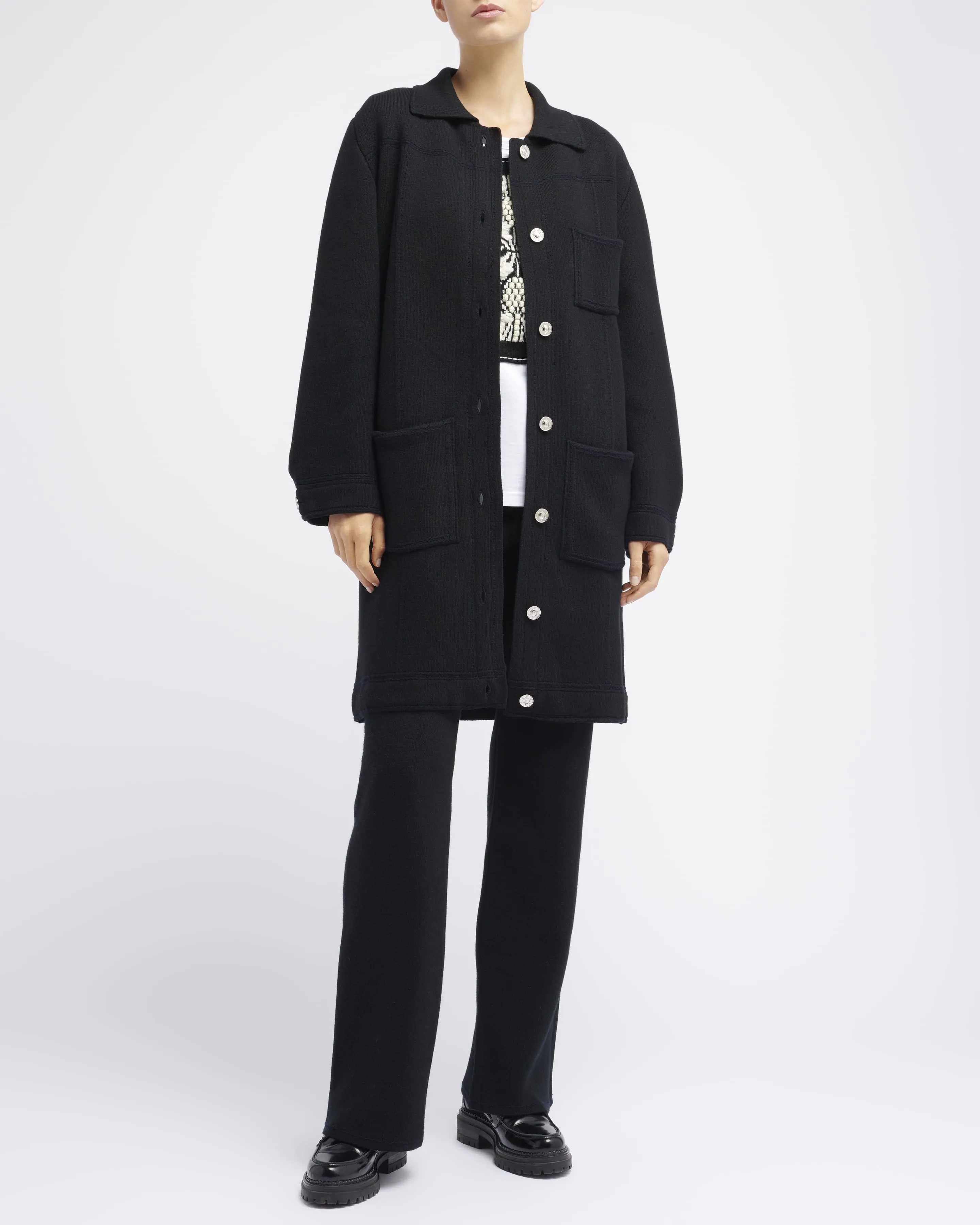 Veste longue denim en cachemire et coton sold by Barrie product image thumbnail 4