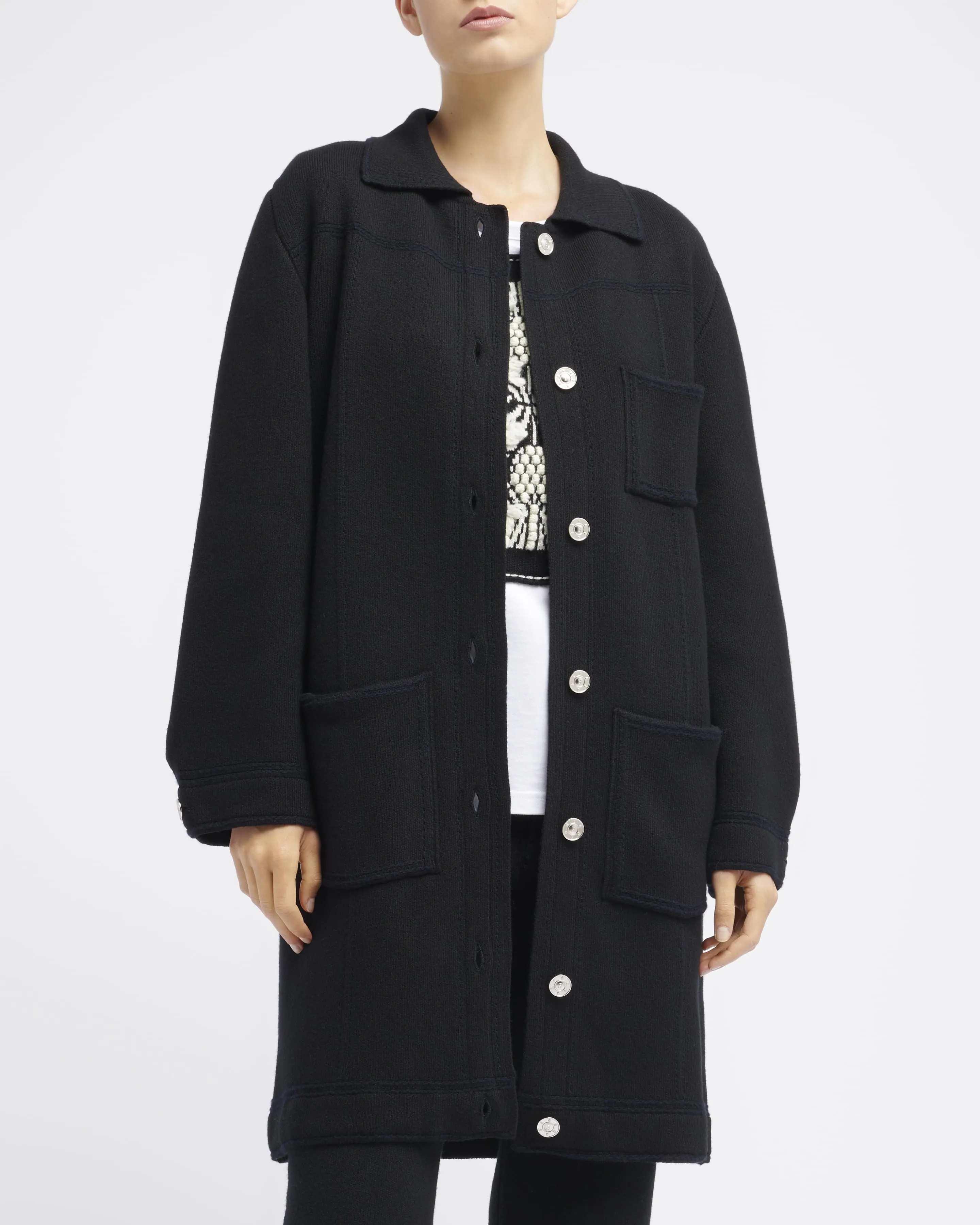 Veste longue denim en cachemire et coton sold by Barrie product image thumbnail 3