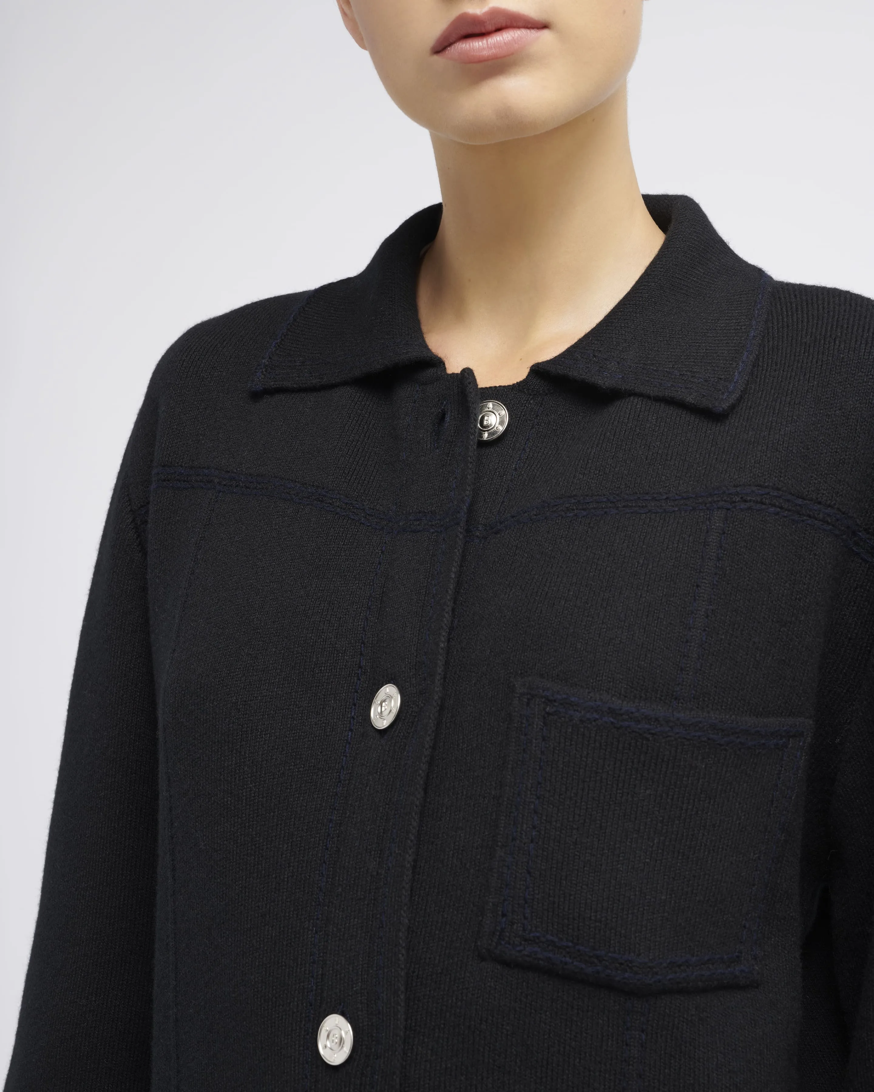 Veste longue denim en cachemire et coton sold by Barrie product image thumbnail 2