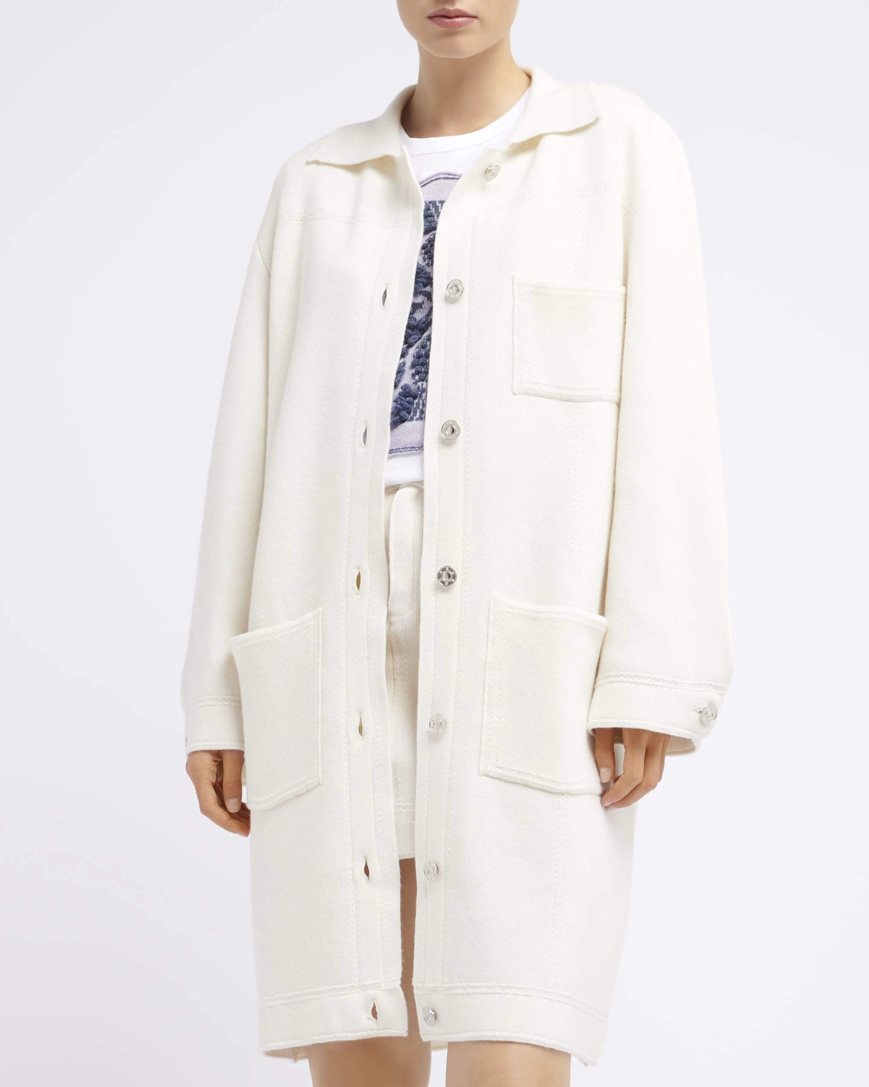 Veste longue denim en cachemire et coton sold by Barrie product image thumbnail 3