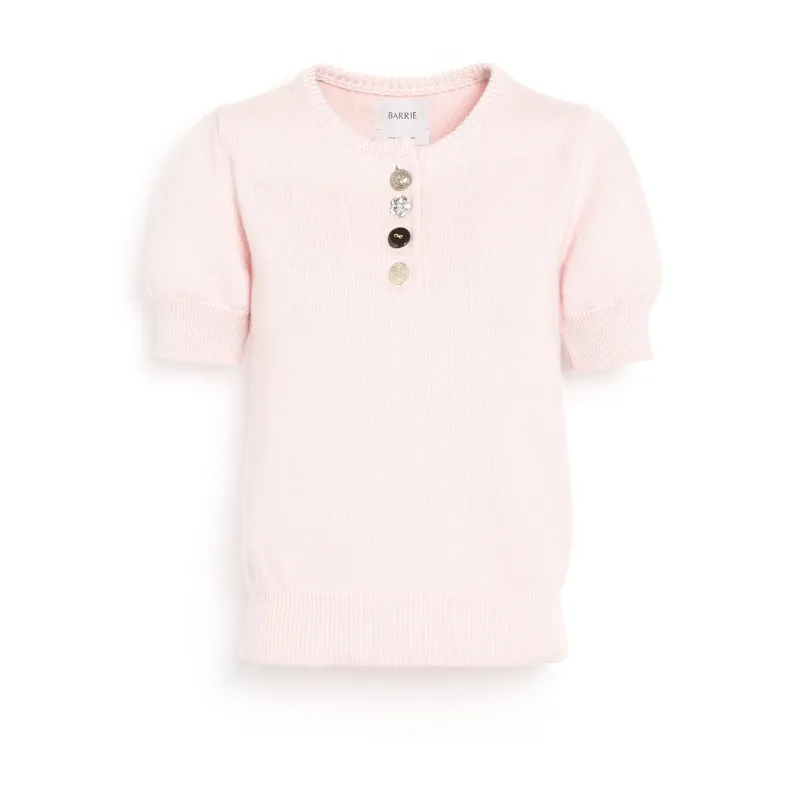 Top en coton et cachemire à boutons bijoux sold by Barrie