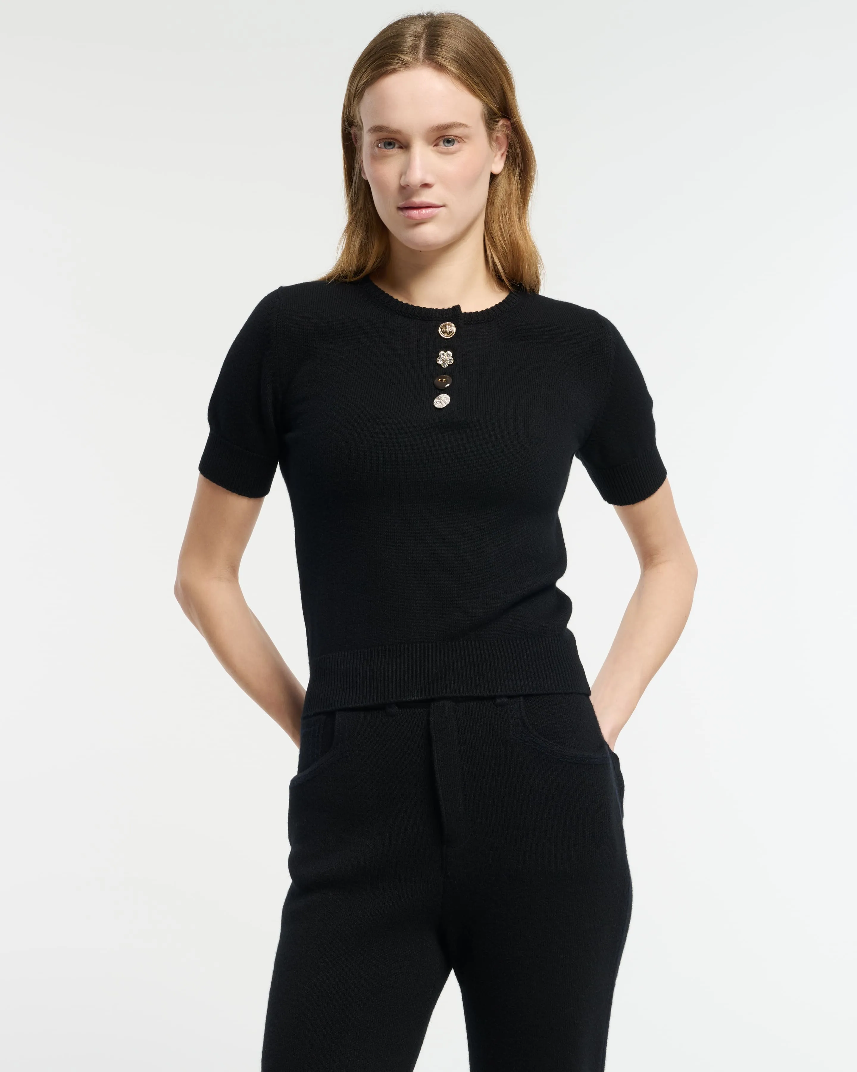 Top en coton et cachemire à boutons bijoux sold by Barrie product image thumbnail 3