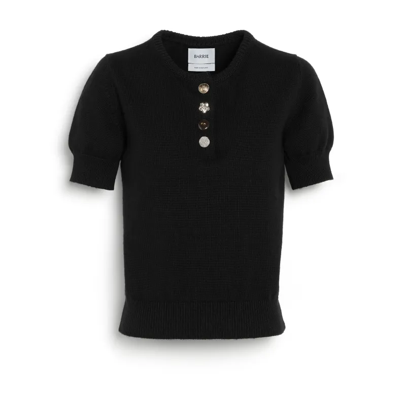 Top en coton et cachemire à boutons bijoux sold by Barrie
