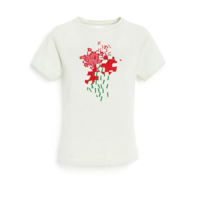 Top en cachemire à motif fleuri sold by Barrie