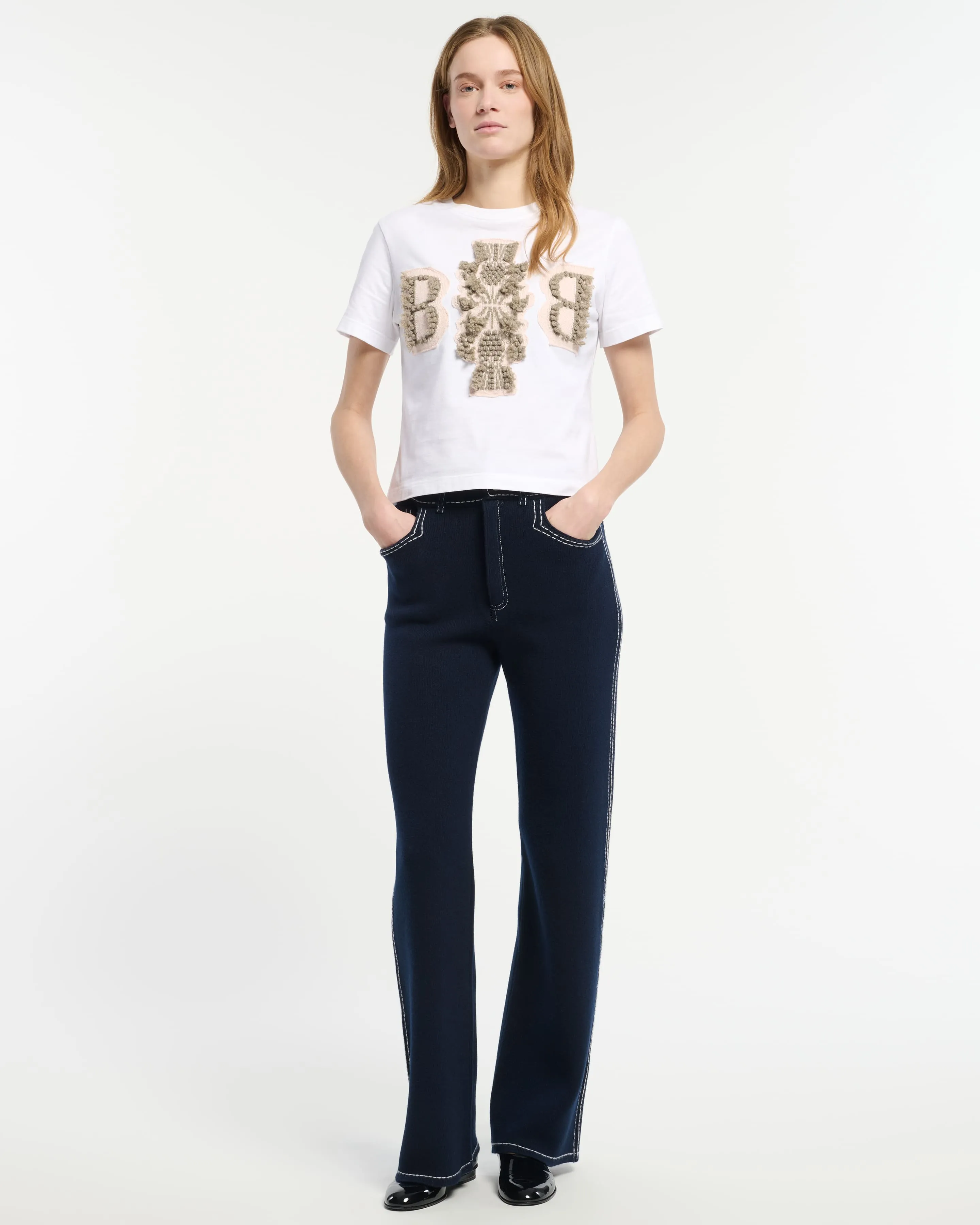 T-Shirt court avec logo B en cachemire sold by Barrie product image thumbnail 2