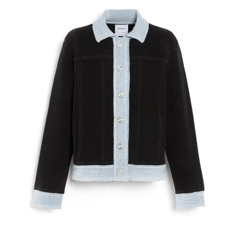 Veste Denim effet suède en cachemire et coton made by Barrie