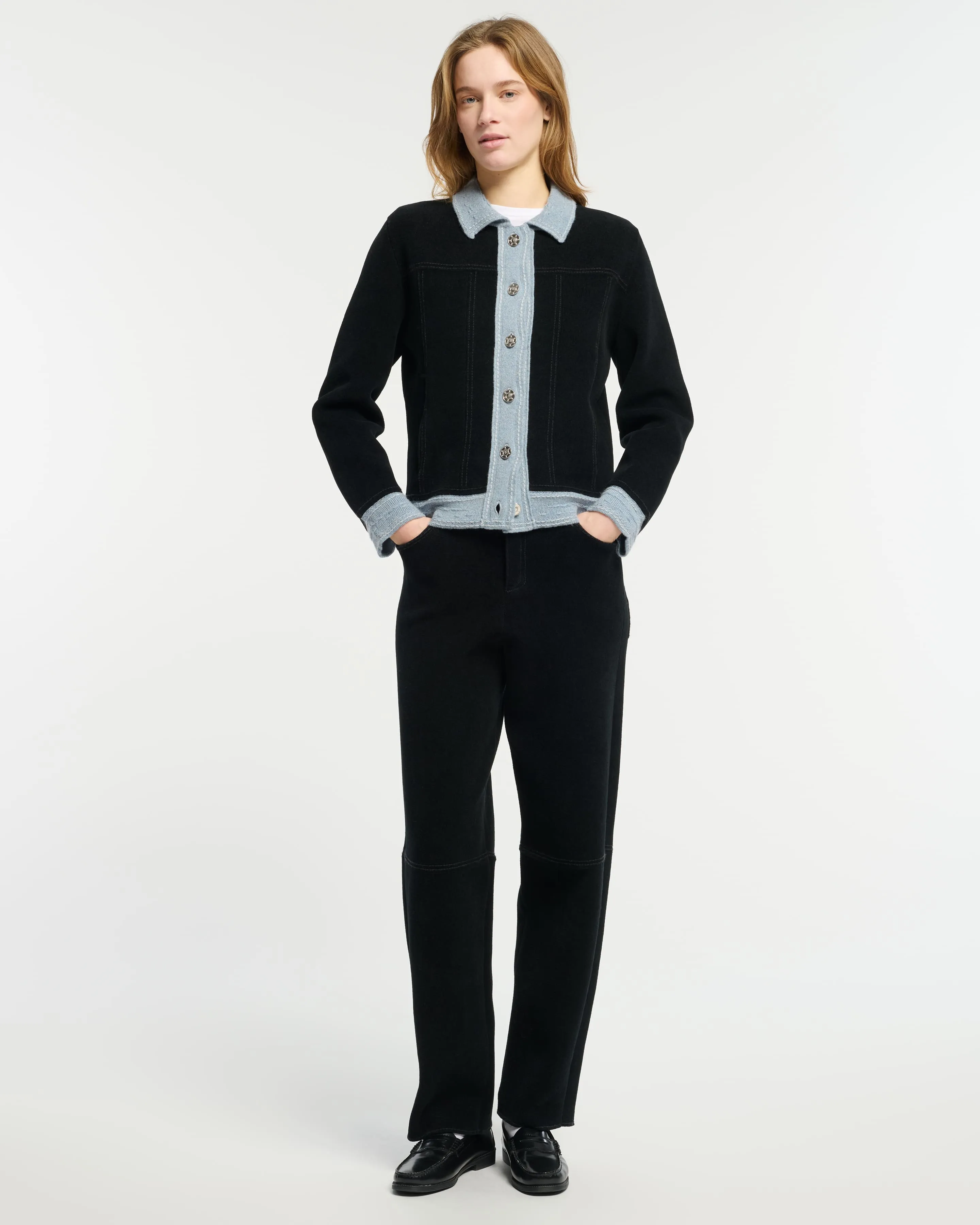 Veste Denim effet suède en cachemire et coton sold by Barrie product image thumbnail 3